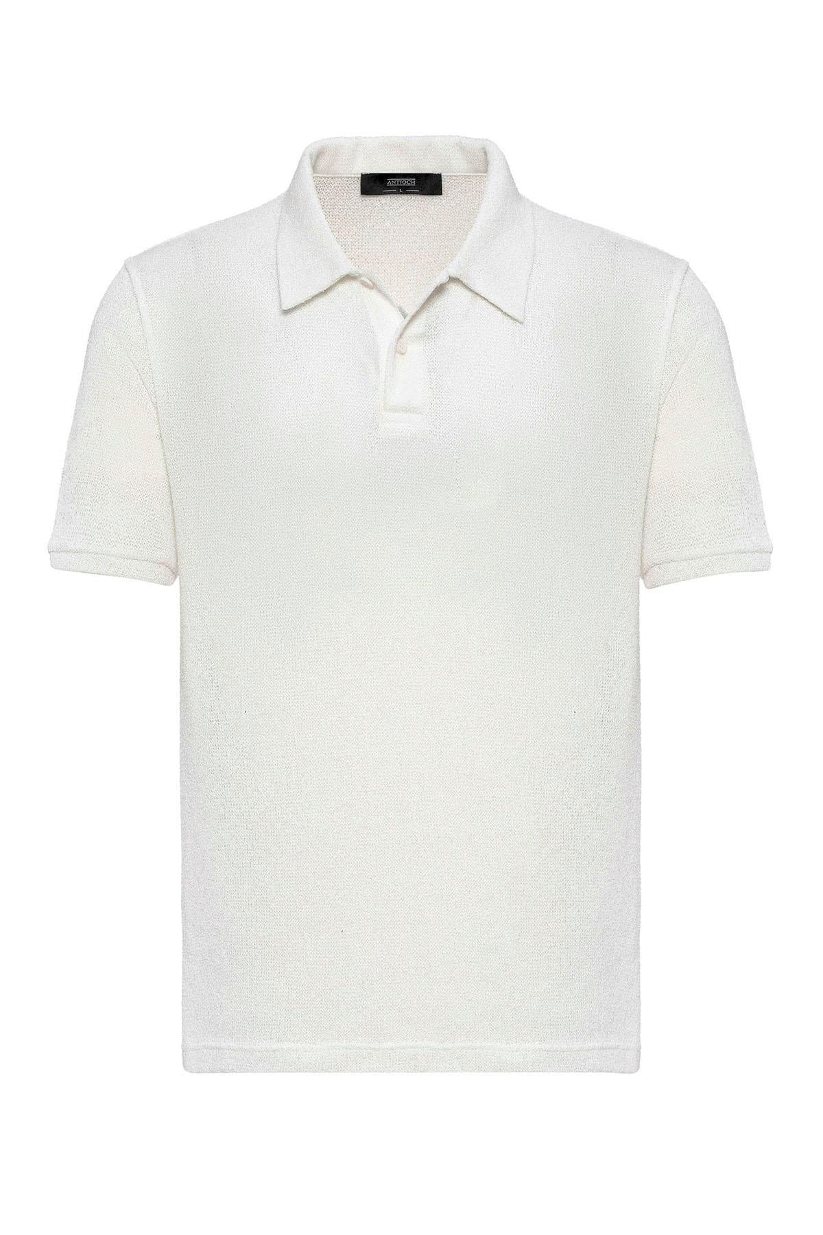 Antioch-Beyaz Polo Yaka örme Erkek T Shirt-T-Shirts-6-Milagron.com