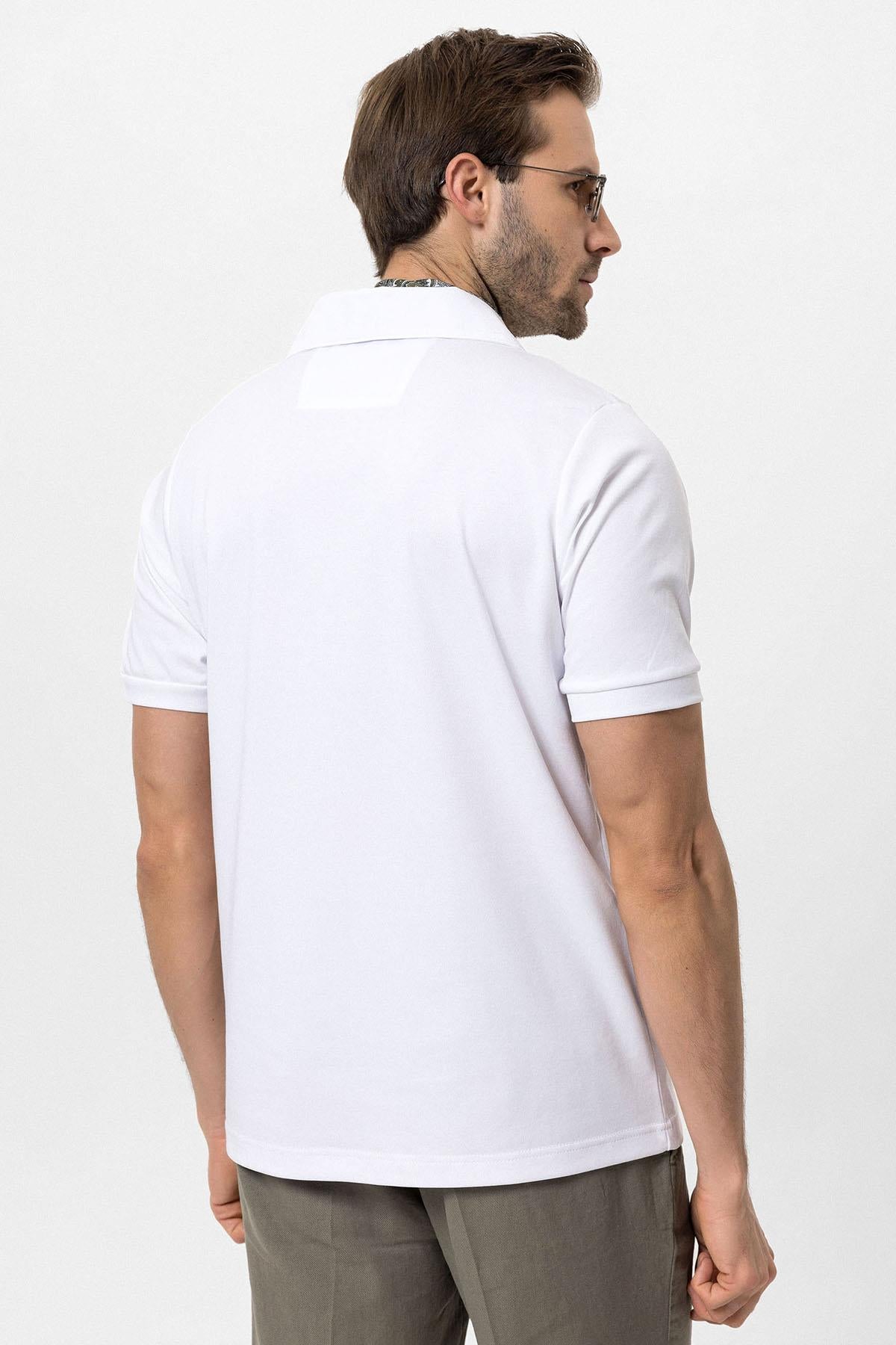 Antioch-Beyaz Regular Fit Apaş Yaka Erkek T Shirt-T-Shirts-5-Milagron.com