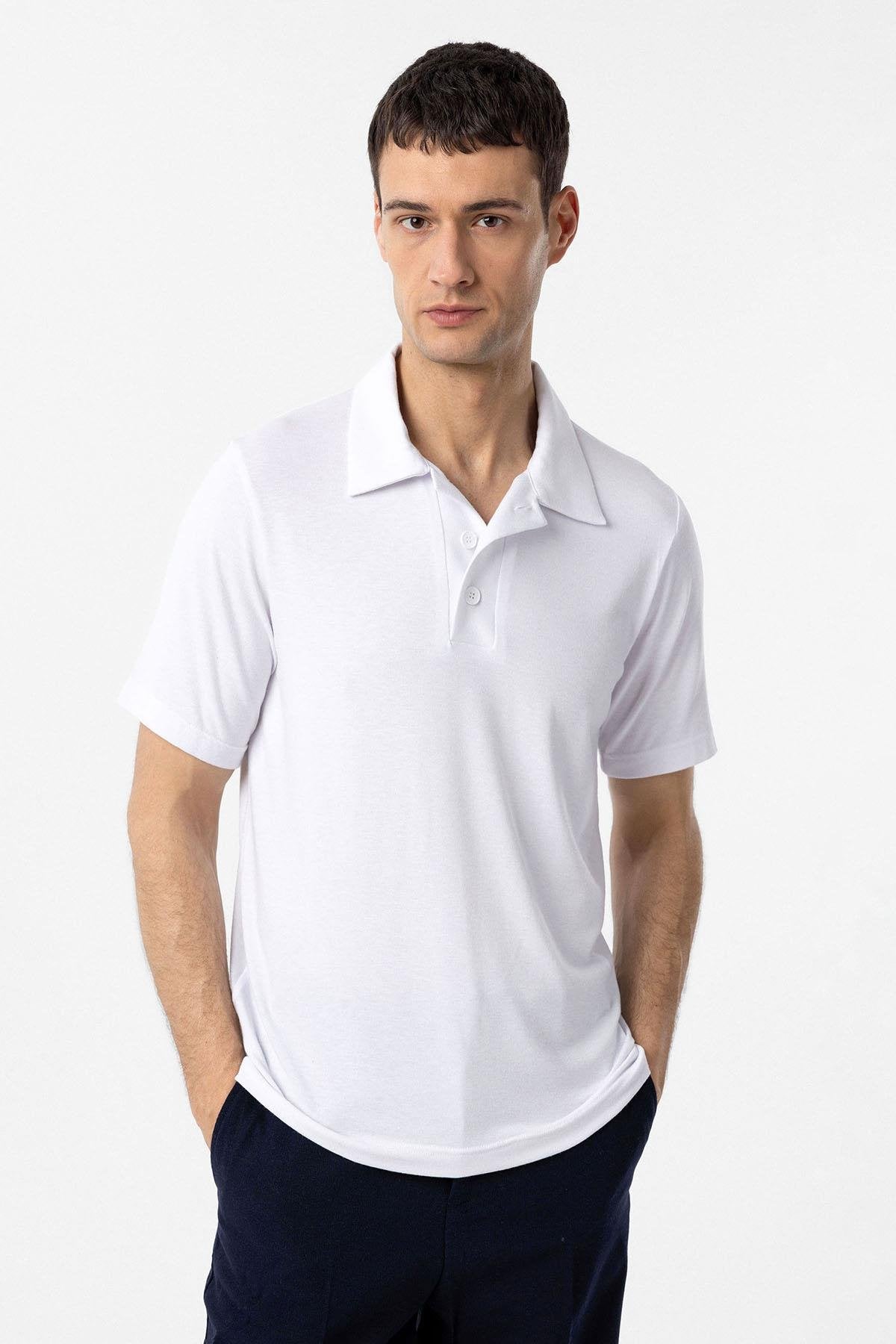 Antioch-Beyaz Regular Fit Polo Yaka Erkek T Shirt-T-Shirts-1-Milagron.com