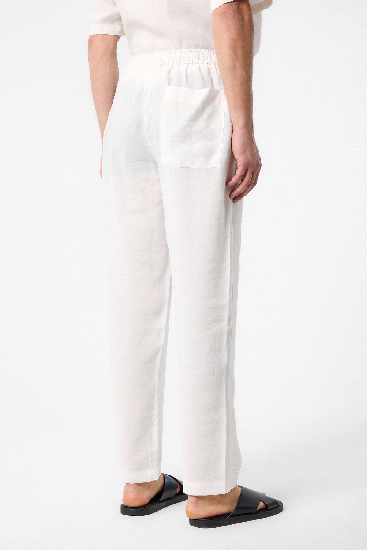 Antioch-Beyaz Relaxed Erkek Jogger Pantolon-Kumaş Pantolon-4-Milagron.com