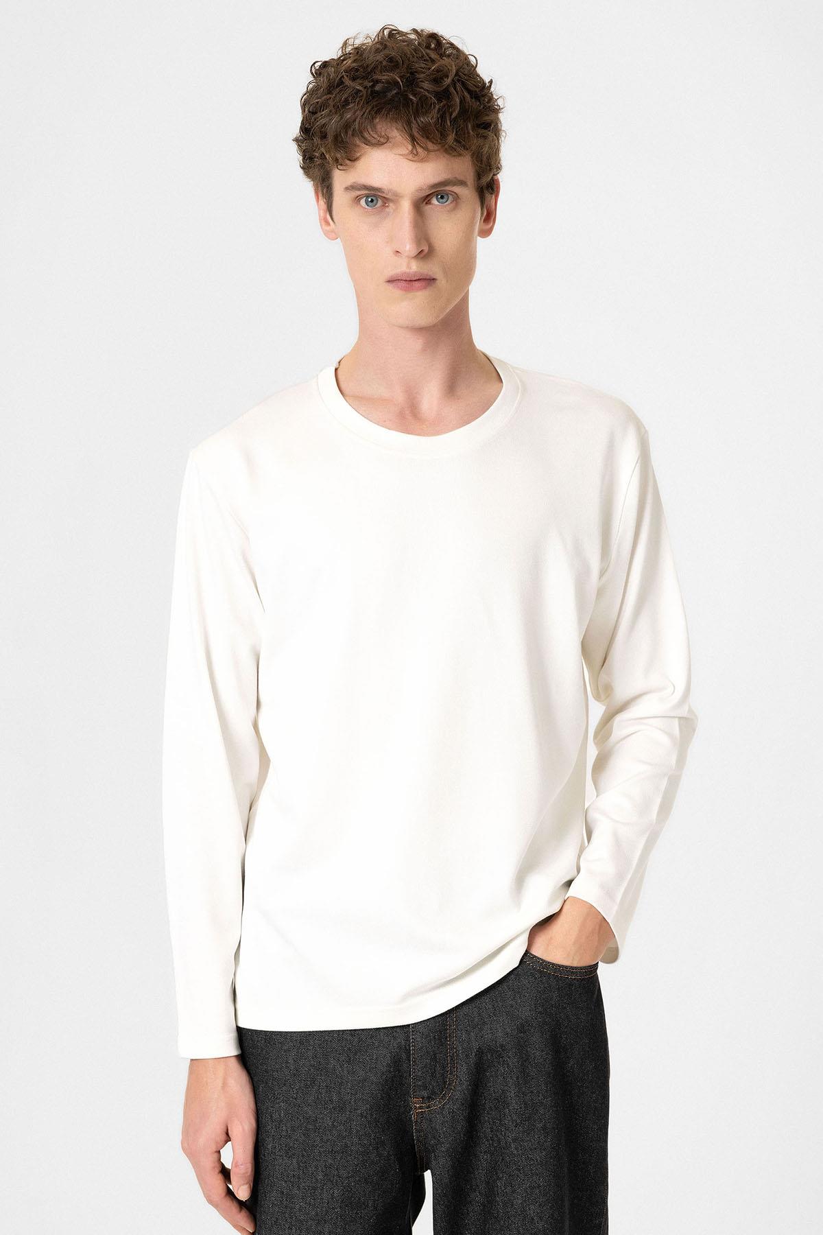 Antioch-Beyaz Relaxed Fit Basic Erkek T Shirt-T-Shirts-2-Milagron.com
