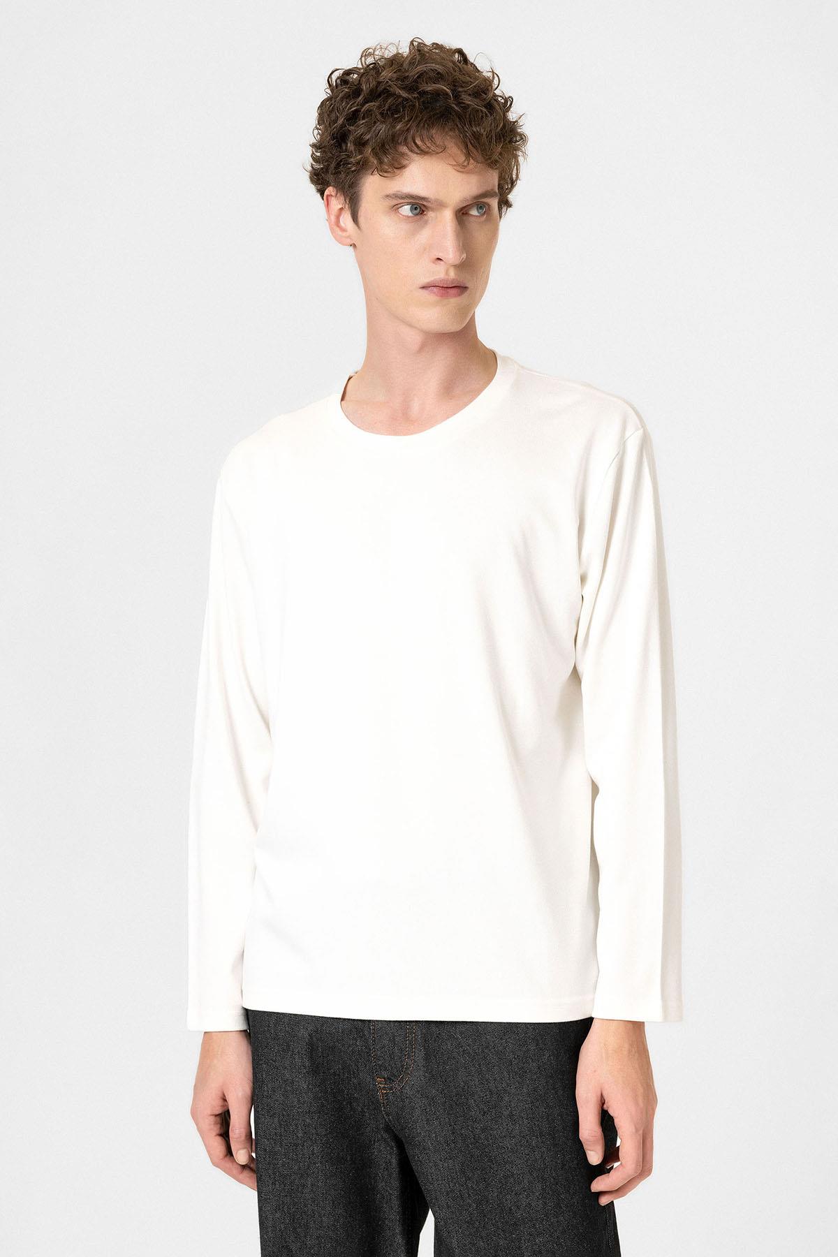 Antioch-Beyaz Relaxed Fit Basic Erkek T Shirt-T-Shirts-4-Milagron.com