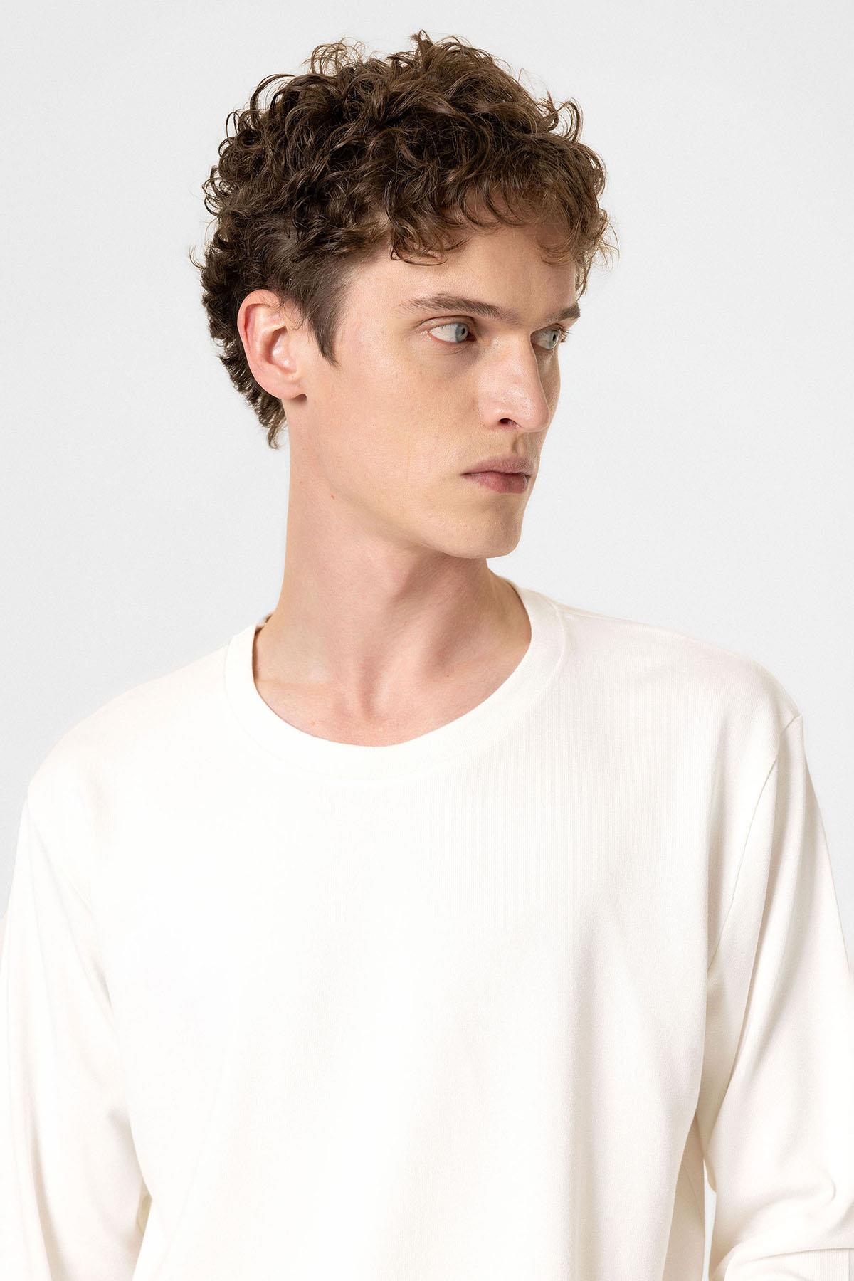 Antioch-Beyaz Relaxed Fit Basic Erkek T Shirt-T-Shirts-5-Milagron.com