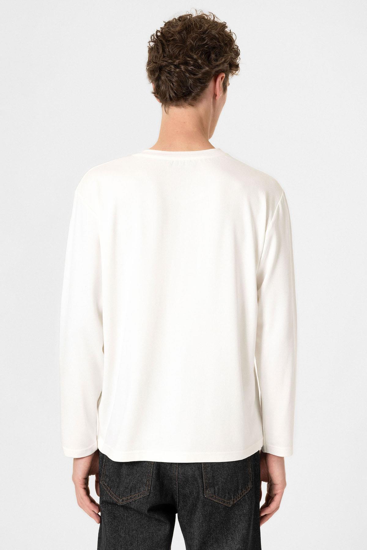 Antioch-Beyaz Relaxed Fit Basic Erkek T Shirt-T-Shirts-6-Milagron.com