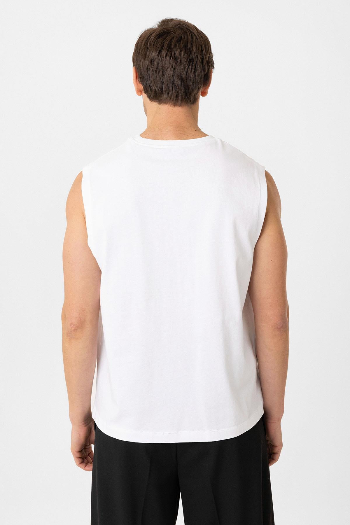 Antioch Beyaz Relaxed Fit Erkek Kolsuz T-Shirt