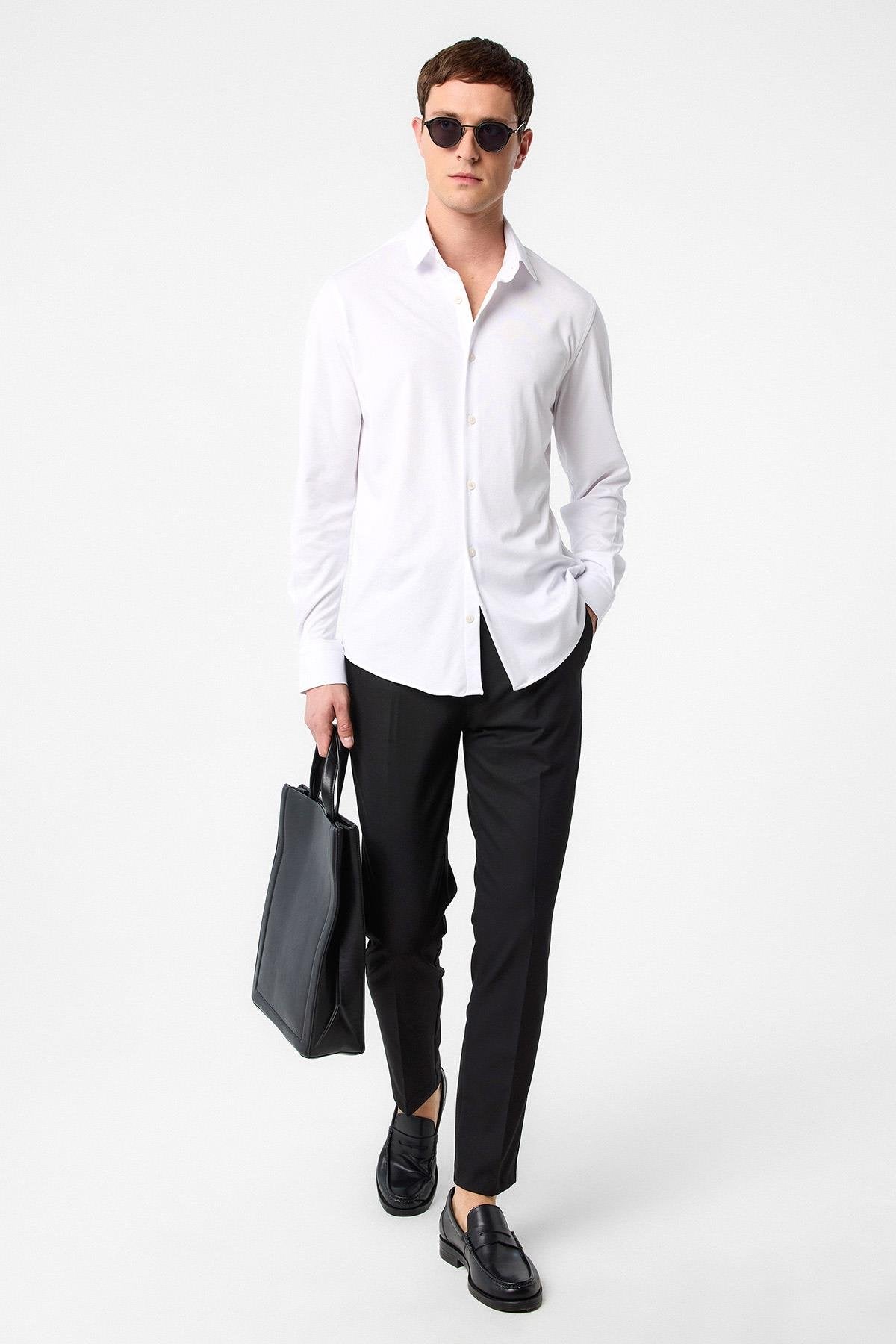 Antioch-Beyaz Slim Fit Erkek Gömlek-Gömlek-2-Milagron.com