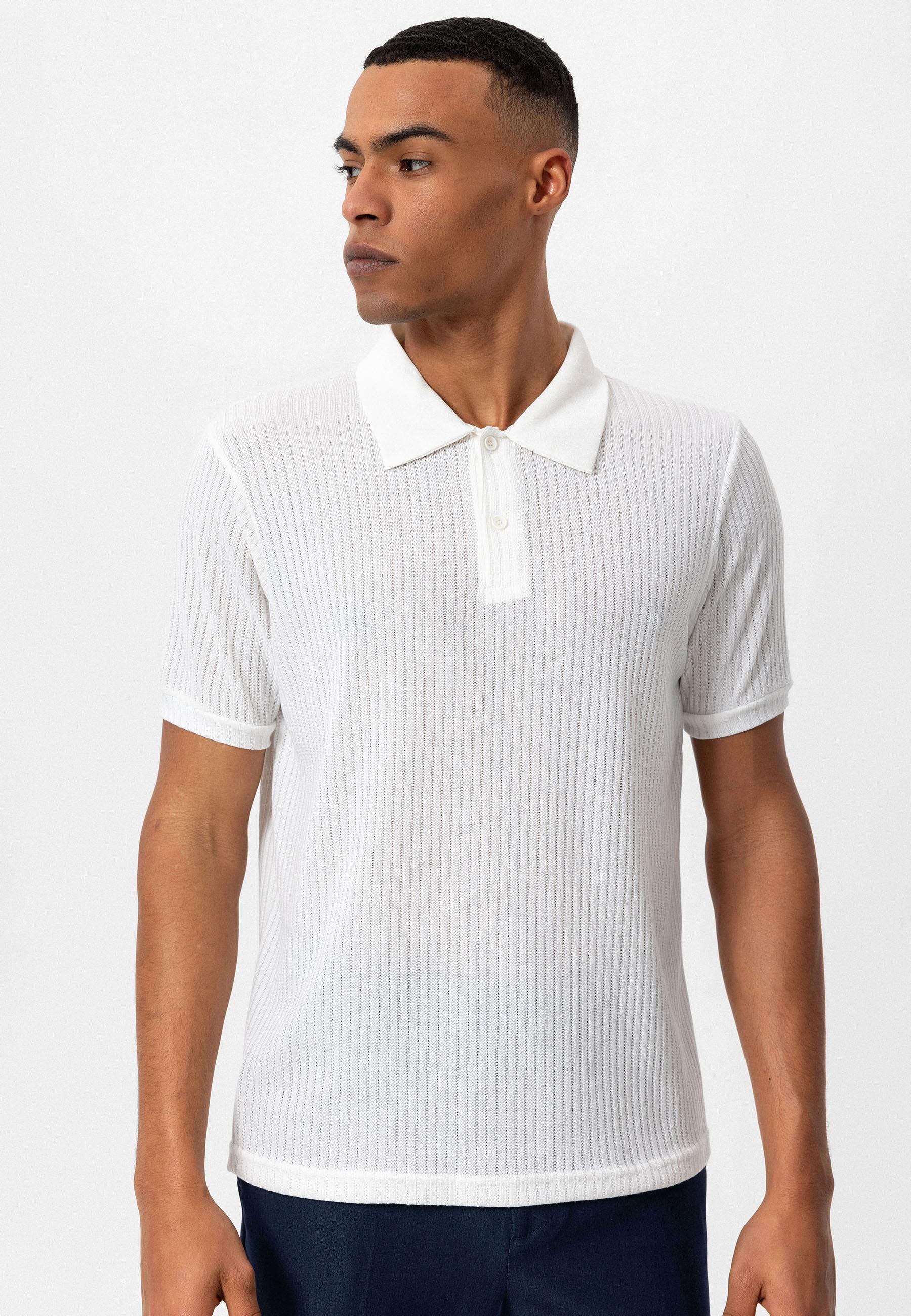 Antioch-Beyaz Slim Fit Polo Yaka Erkek T Shirt-T-Shirts-1-Milagron.com