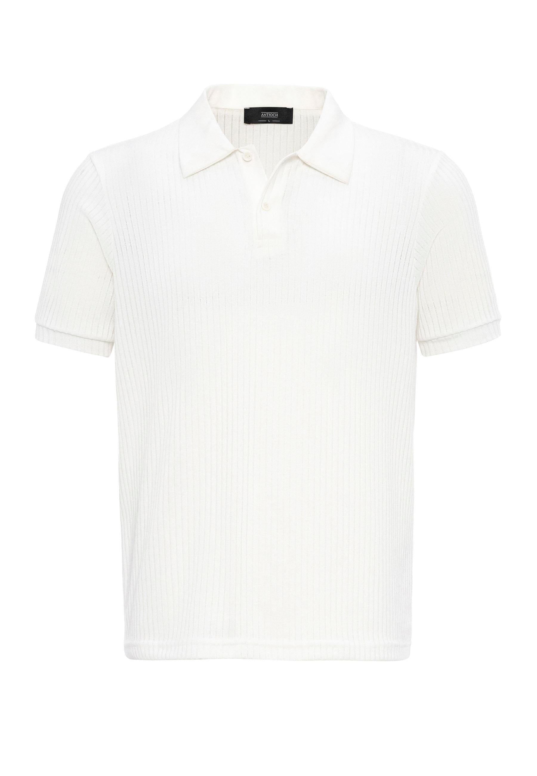 Antioch-Beyaz Slim Fit Polo Yaka Erkek T Shirt-T-Shirts-7-Milagron.com
