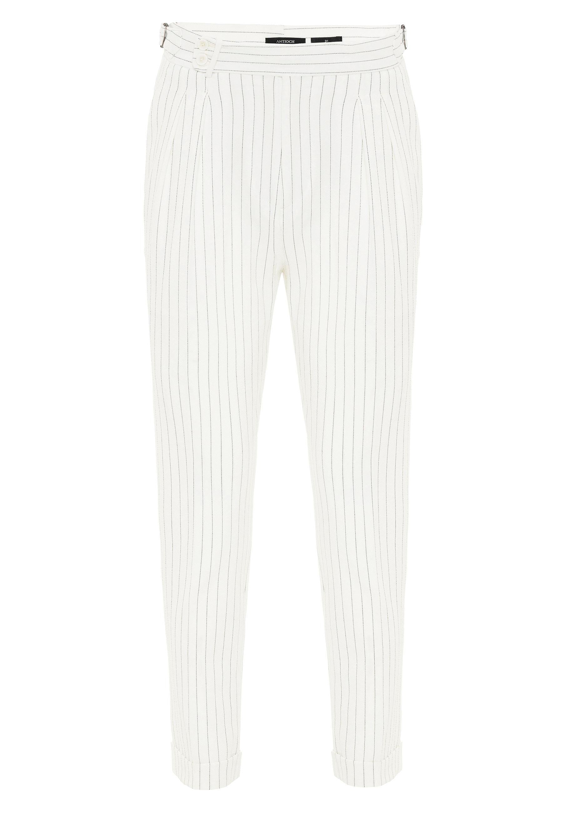 Antioch-Beyaz Yüksek Bel Çizgili Erkek Pantolon-Pantolon-6-Milagron.com