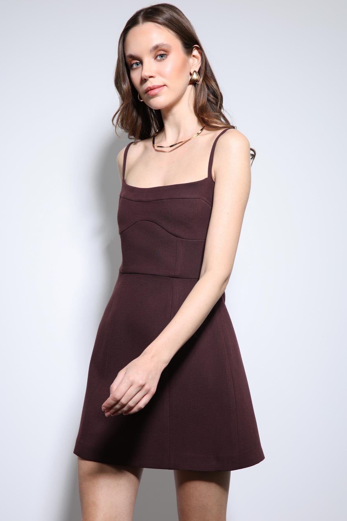 Antioch-Bordo Askılı Elbise-Elbise-4-Milagron.com