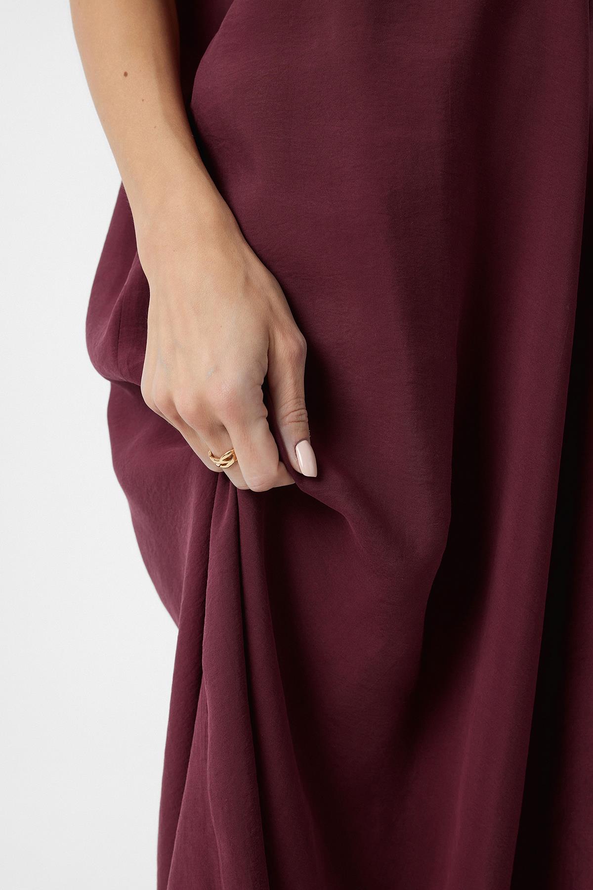 Antioch-Bordo Askılı Modal Uzun Kadın Elbise-Elbise-5-Milagron.com