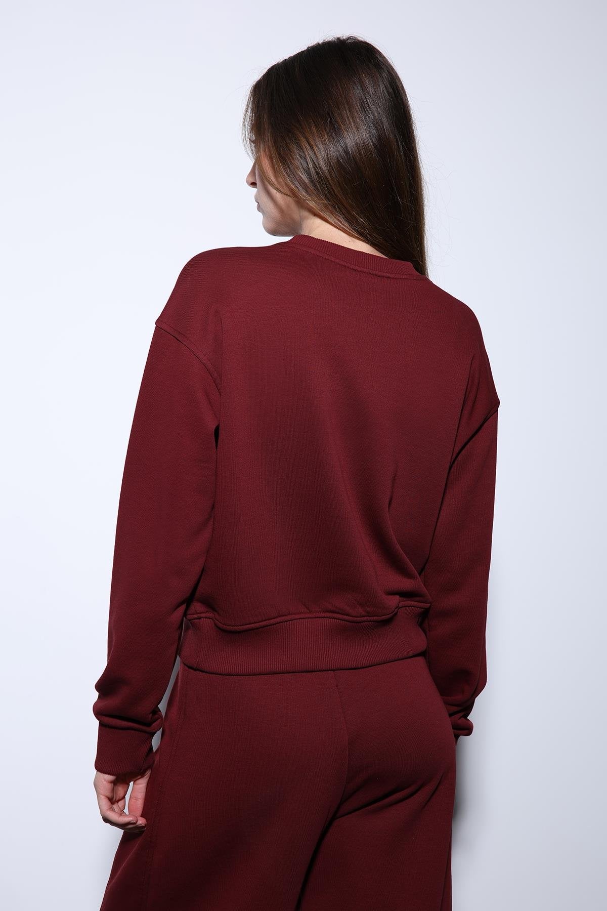 Antioch-Antioch Bordo Basic Kadın Sweatshirt-Sweatshirt-4-Milagron.com