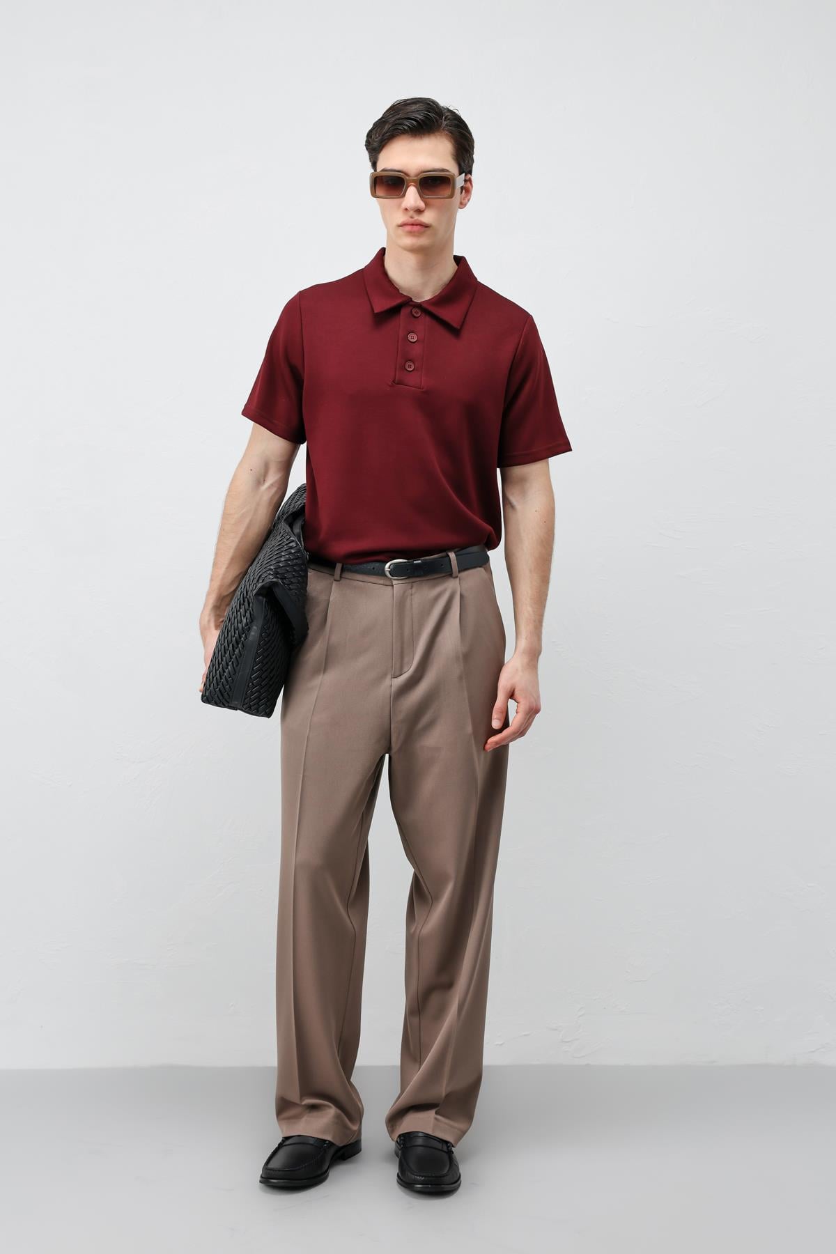 Antioch Bordo Basic Polo Yaka Erkek T-Shirt