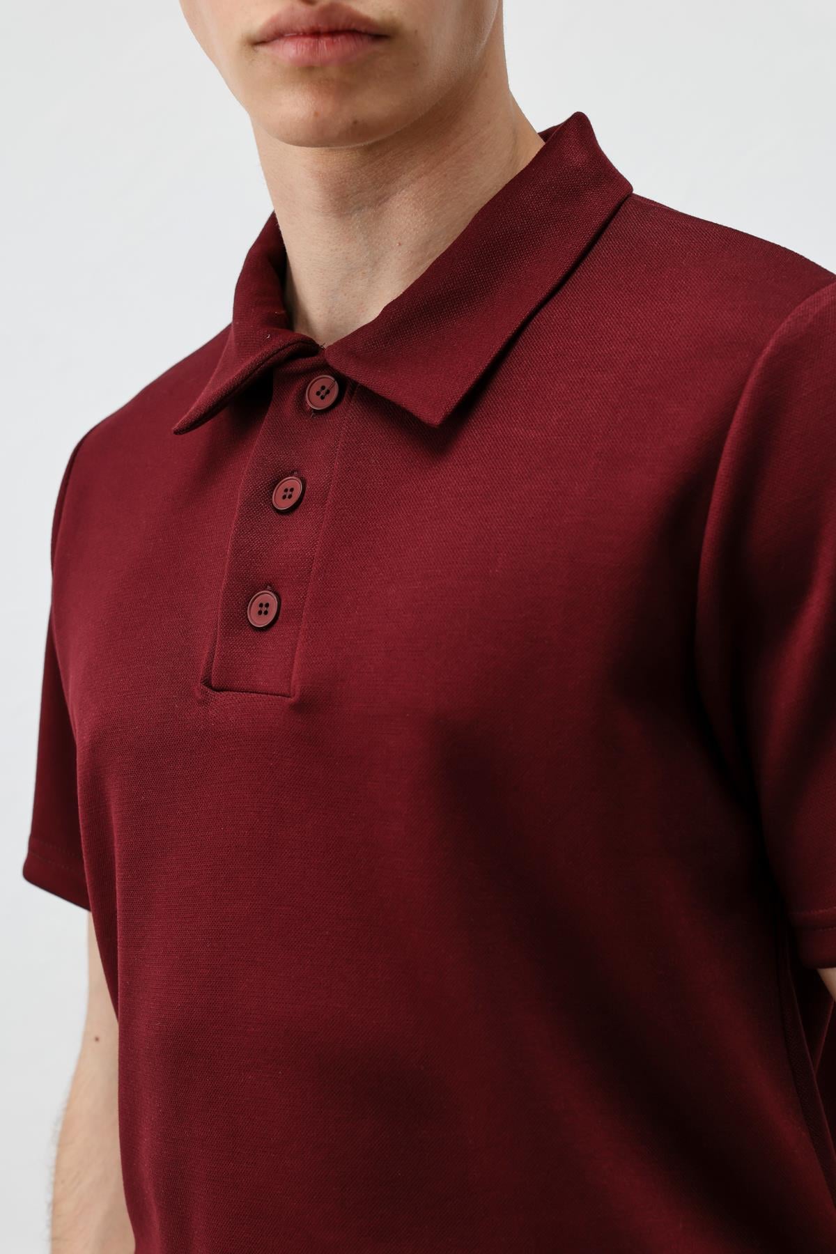 Antioch Bordo Basic Polo Yaka Erkek T-Shirt