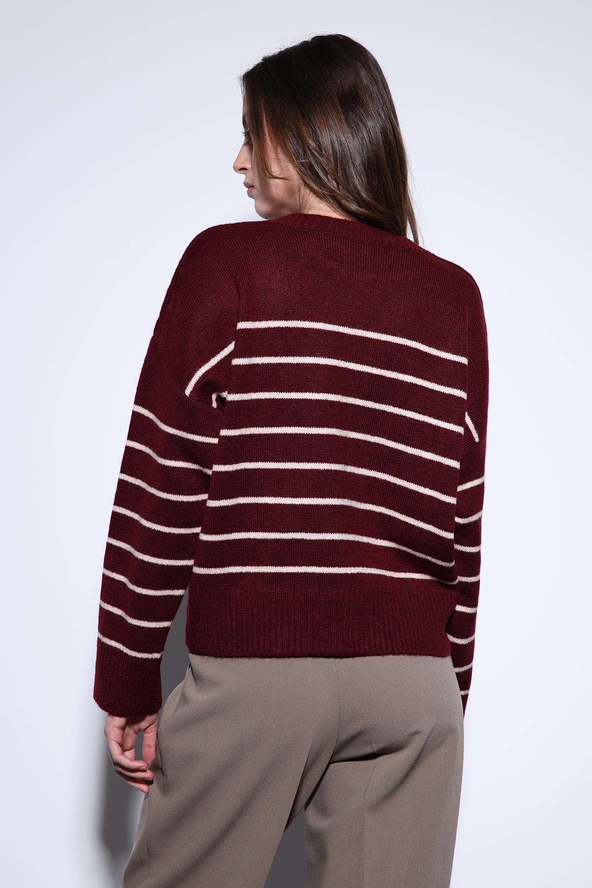 Antioch-Antioch Bordo çizgili Triko Kazak-Kazak-5-Milagron.com