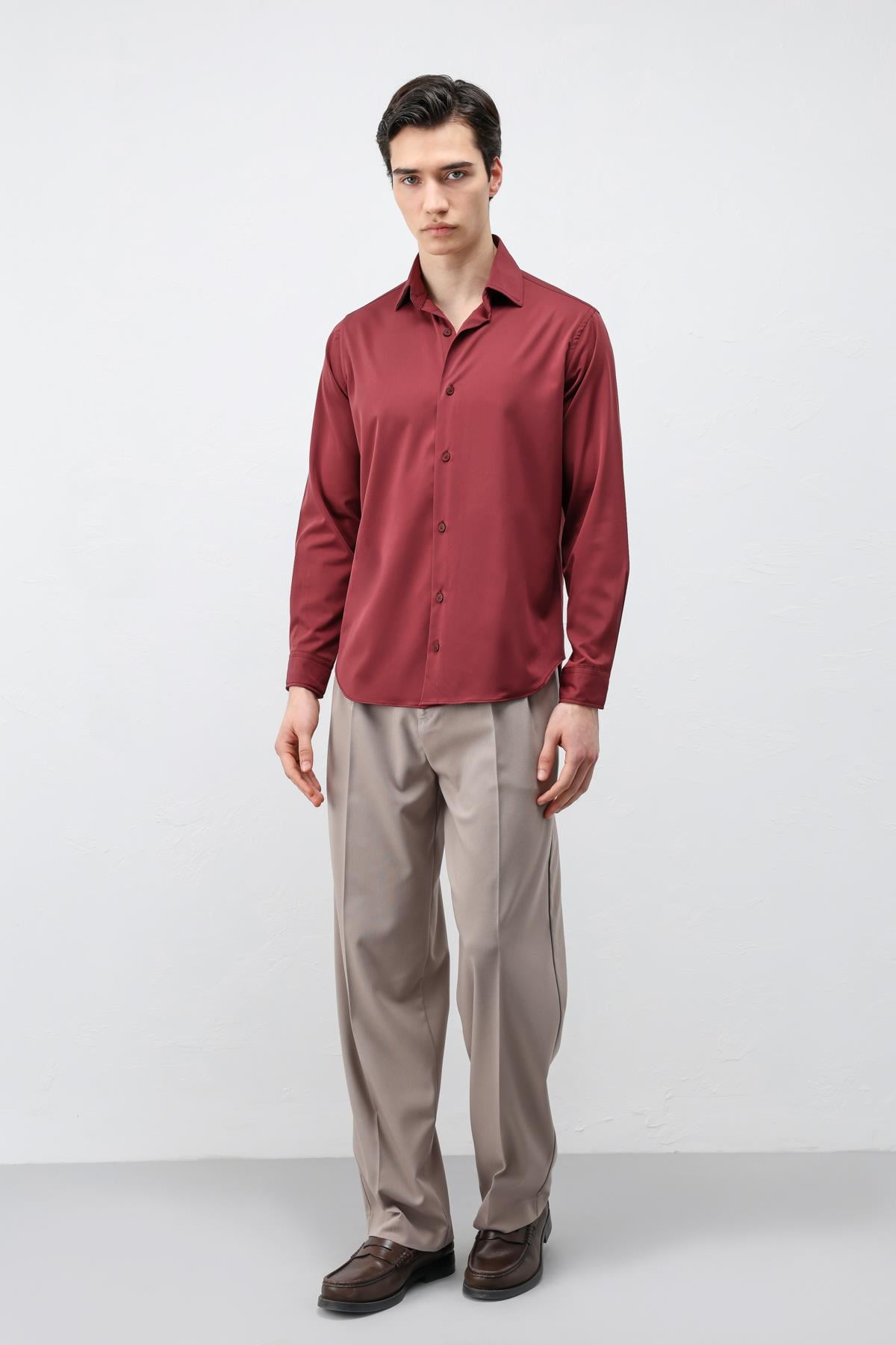 Antioch Bordo Comfort Slim Erkek Gömlek