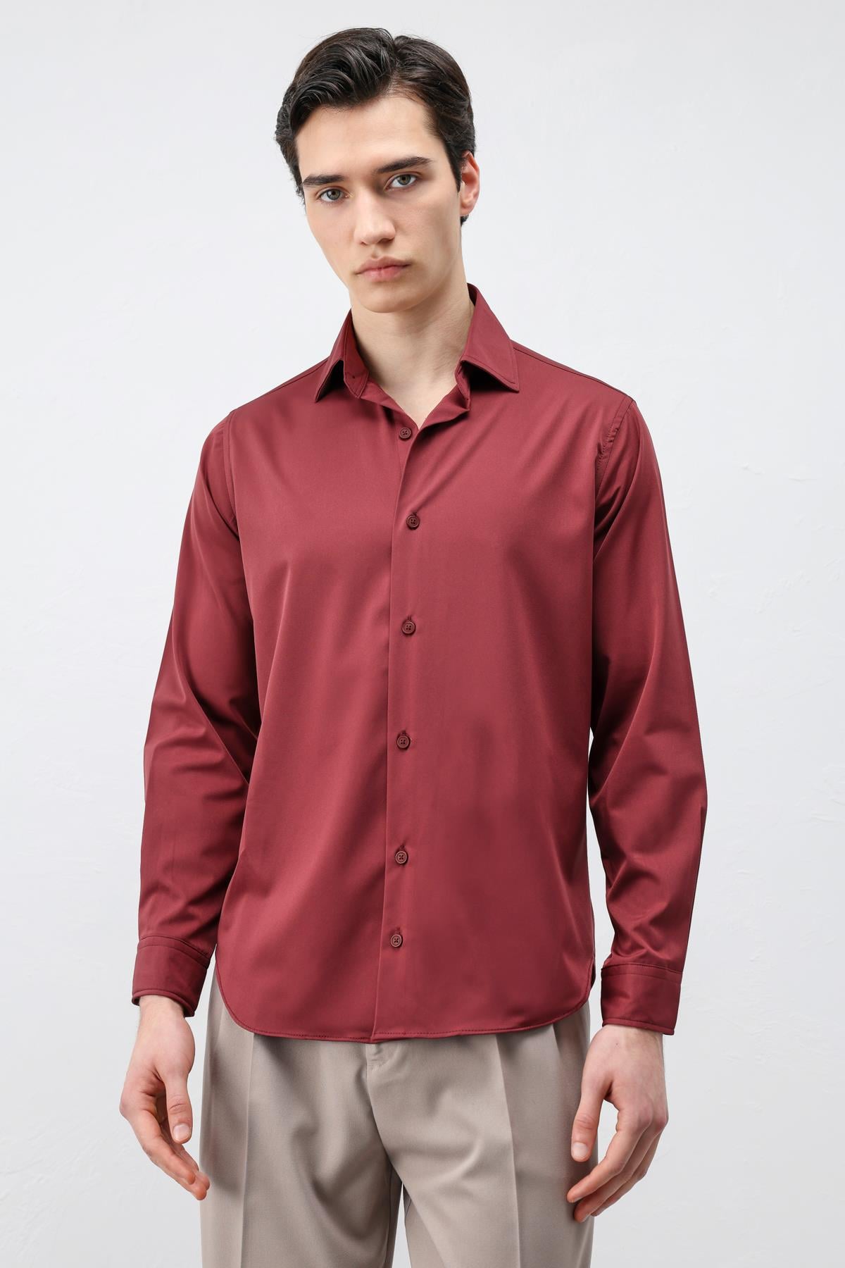 Antioch Bordo Comfort Slim Erkek Gömlek
