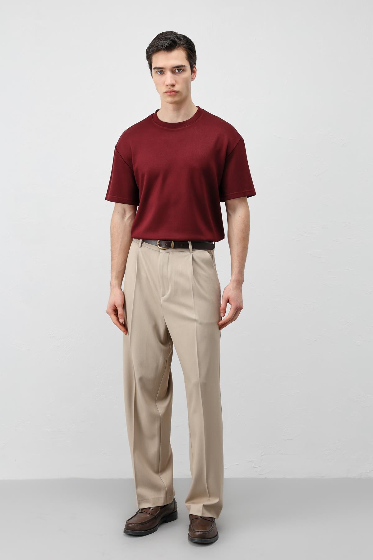 Antioch Bordo Crop Fit Erkek T-Shirt