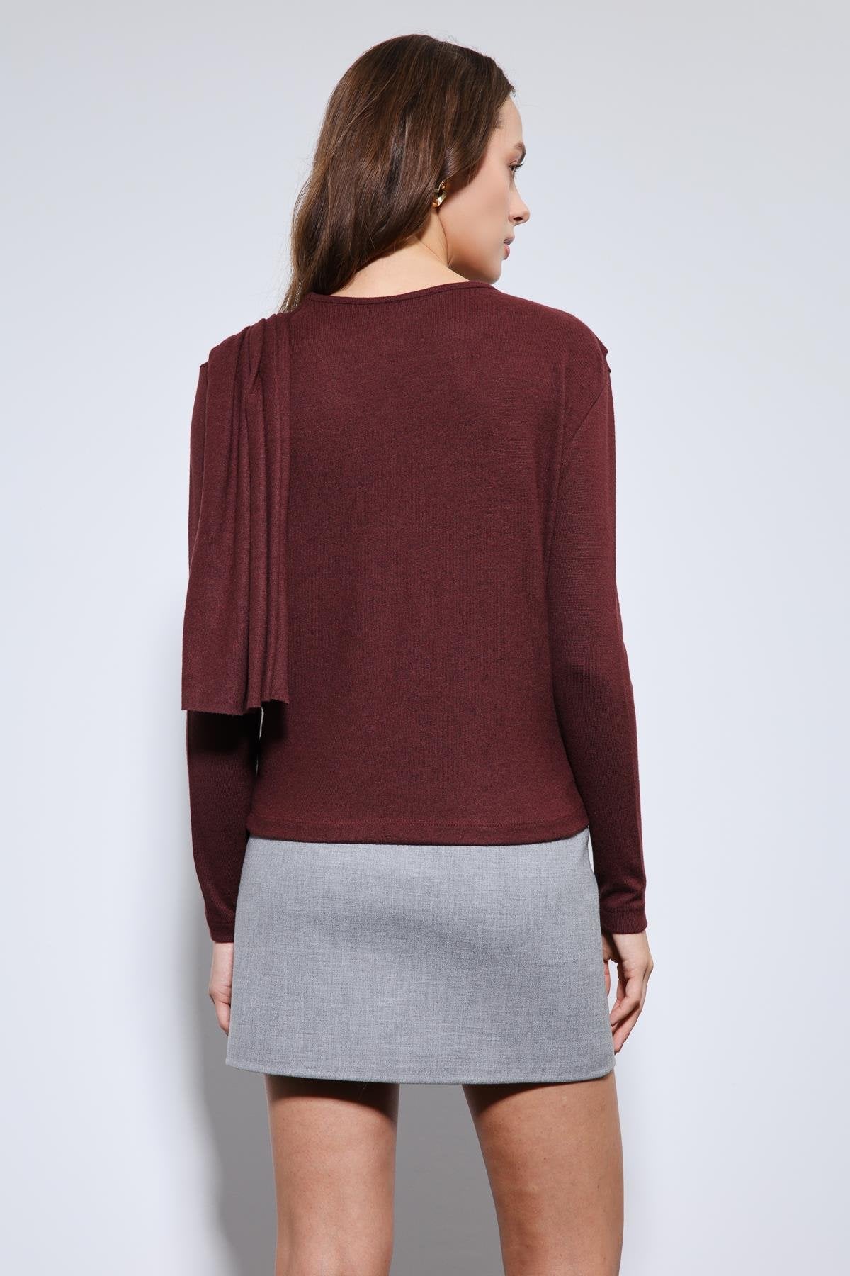 Antioch-Bordo Drapeli şal Detaylı Top-Top-5-Milagron.com