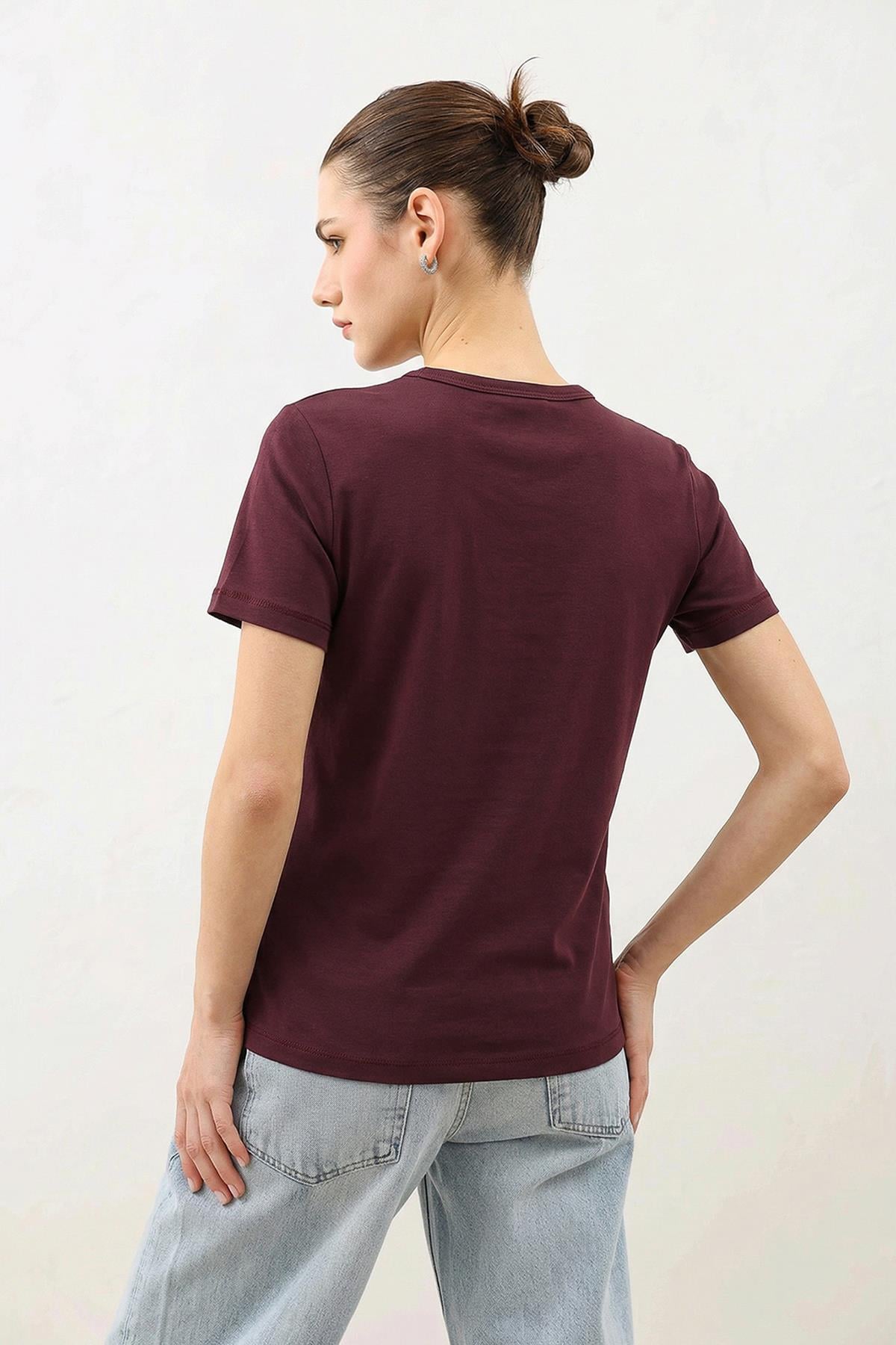 Antioch Bordo Kadın Basic T-Shirt