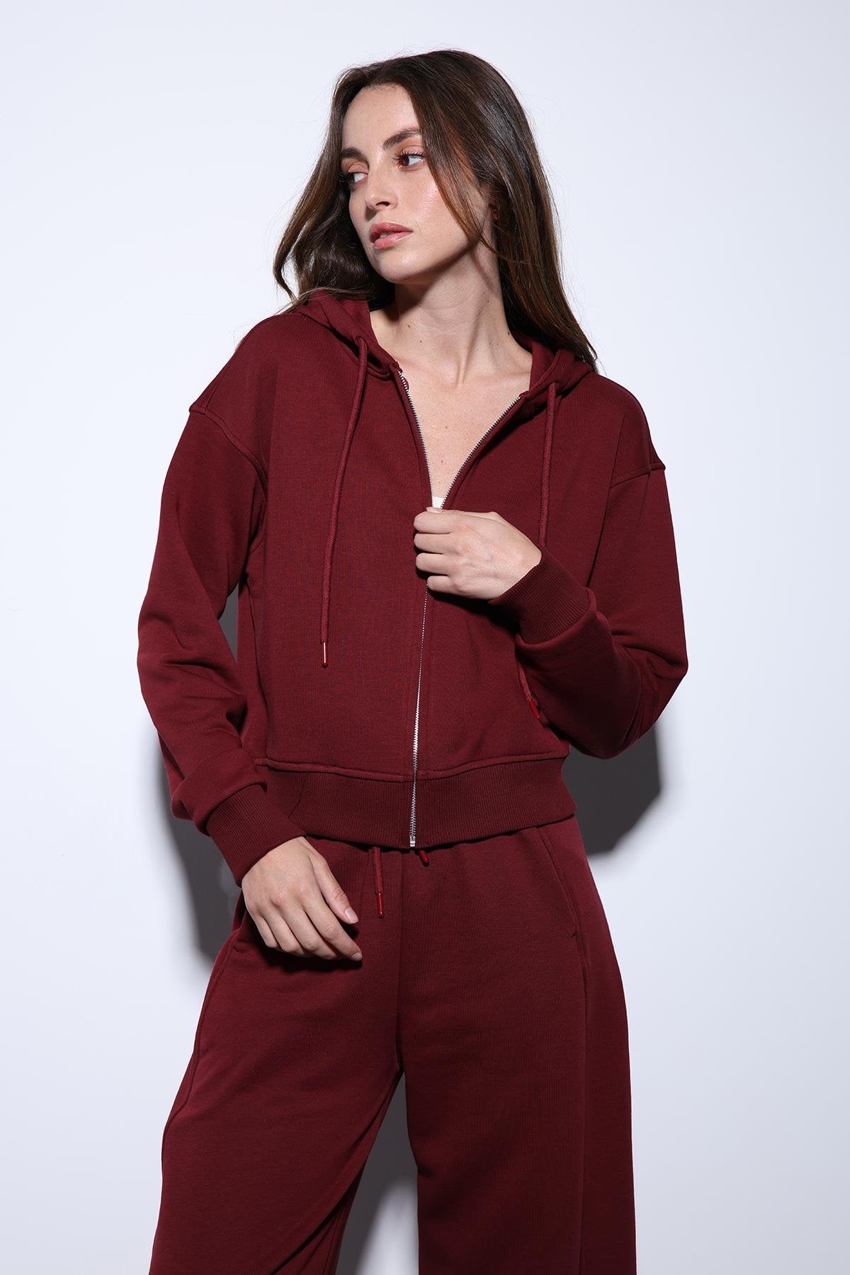 Antioch-Antioch Bordo Kapüşonlu Kadın Sweatshirt-Sweatshirt-2-Milagron.com