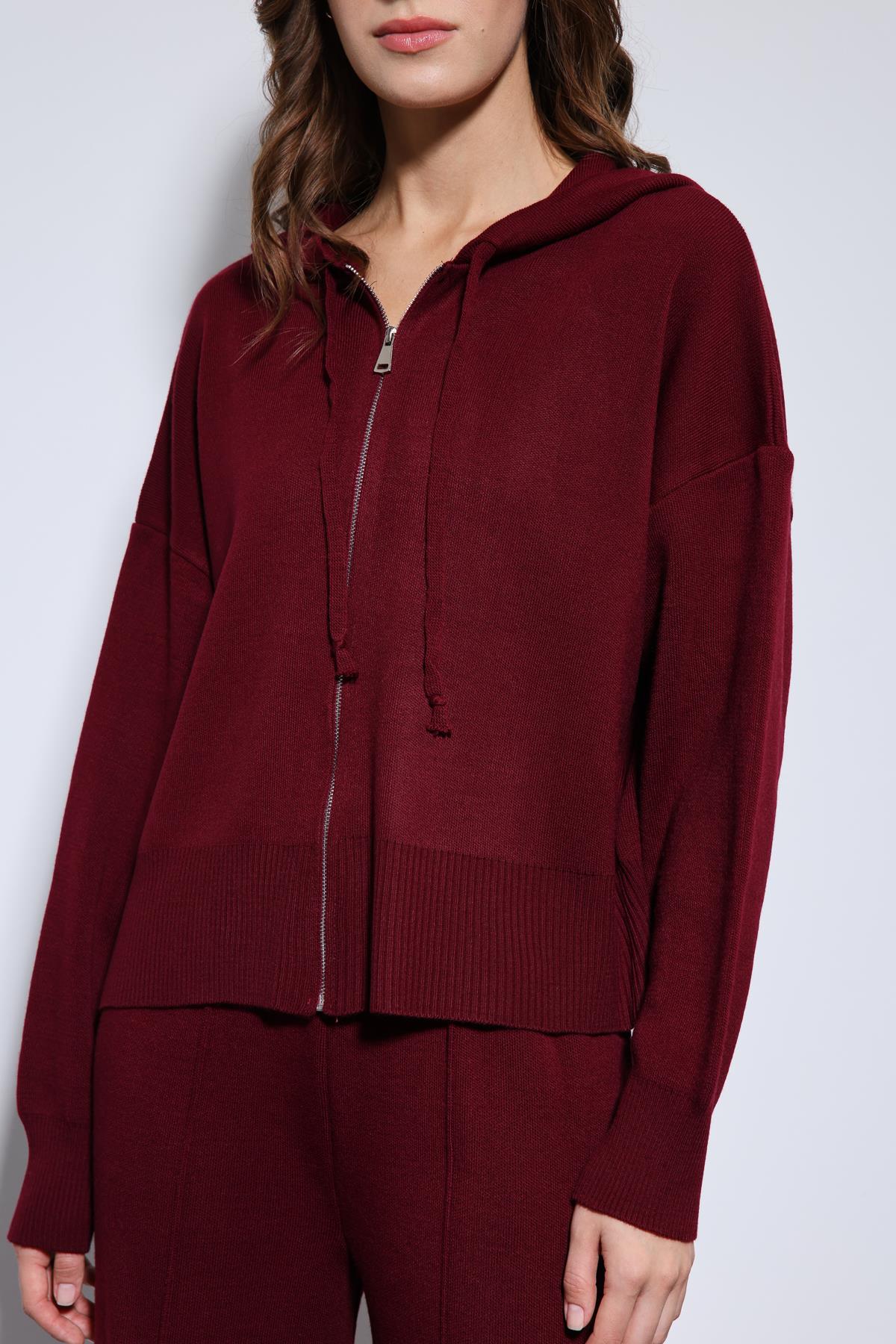 Antioch-Bordo Kapüşonlu üst Ve Geniş Paça Triko Takım-Takım-6-Milagron.com