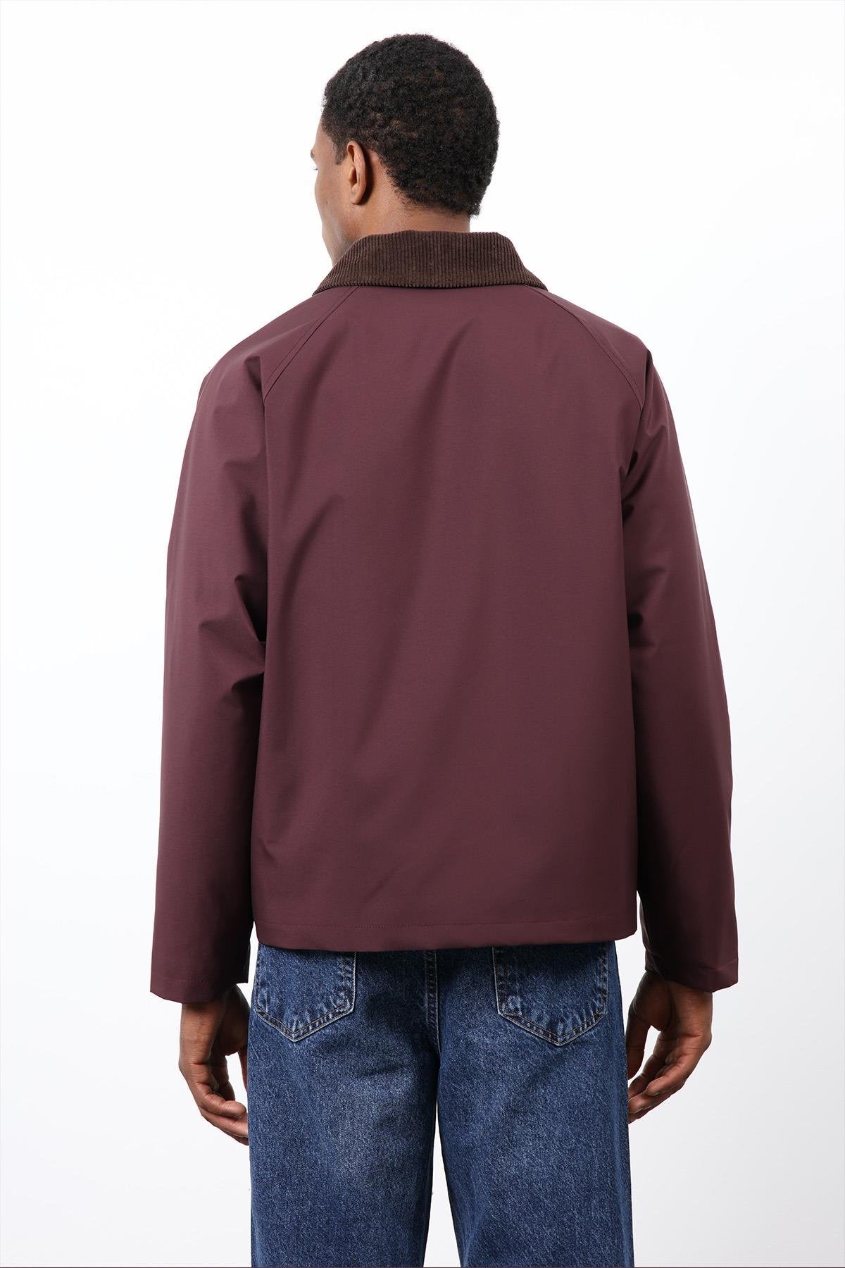 Antioch-Bordo Kontrast Yaka Erkek Mont-Mont-7-Milagron.com