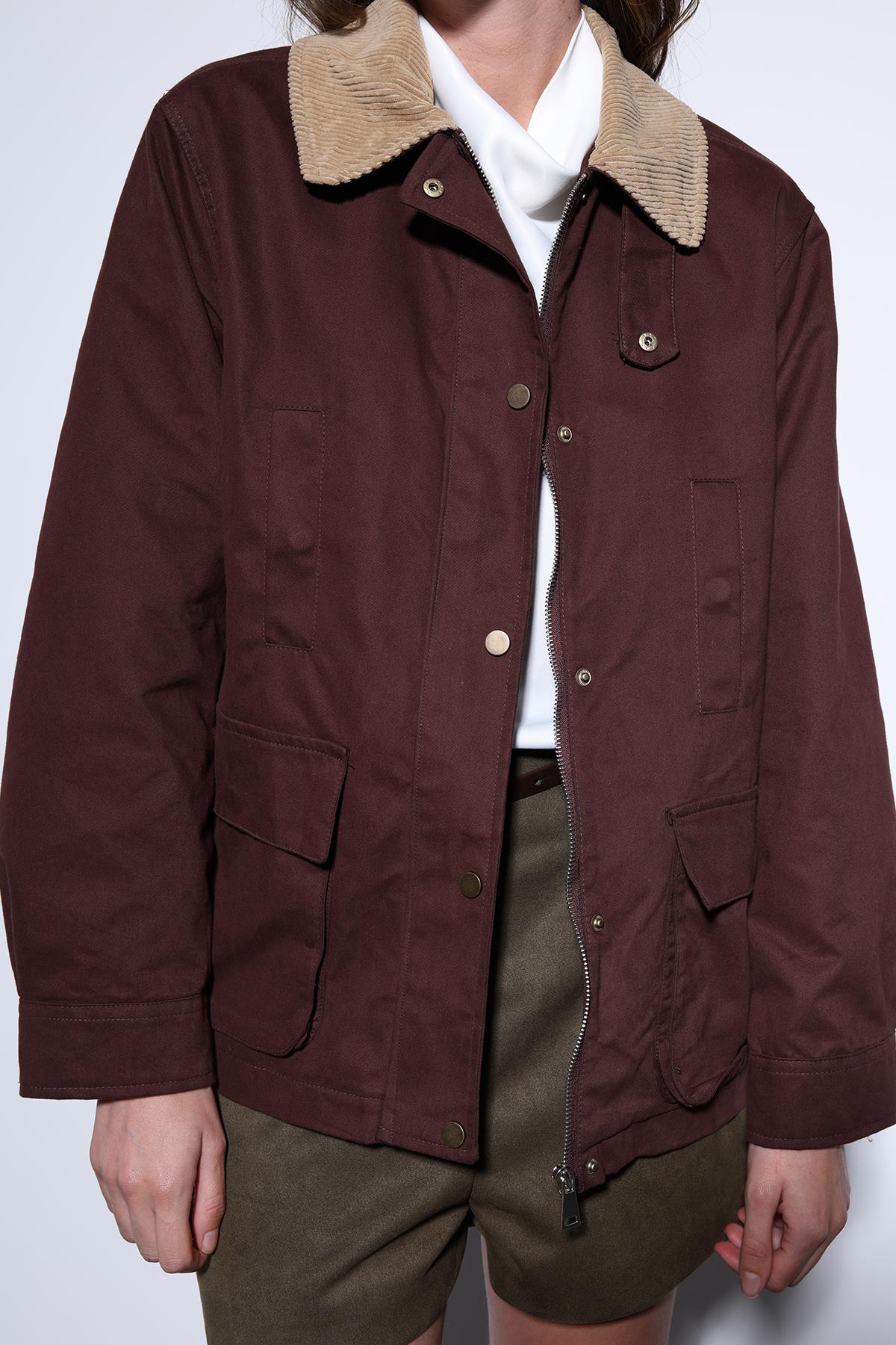 Antioch-Antioch Bordo Kontrast Yaka Kadın Ceket-Ceket-6-Milagron.com