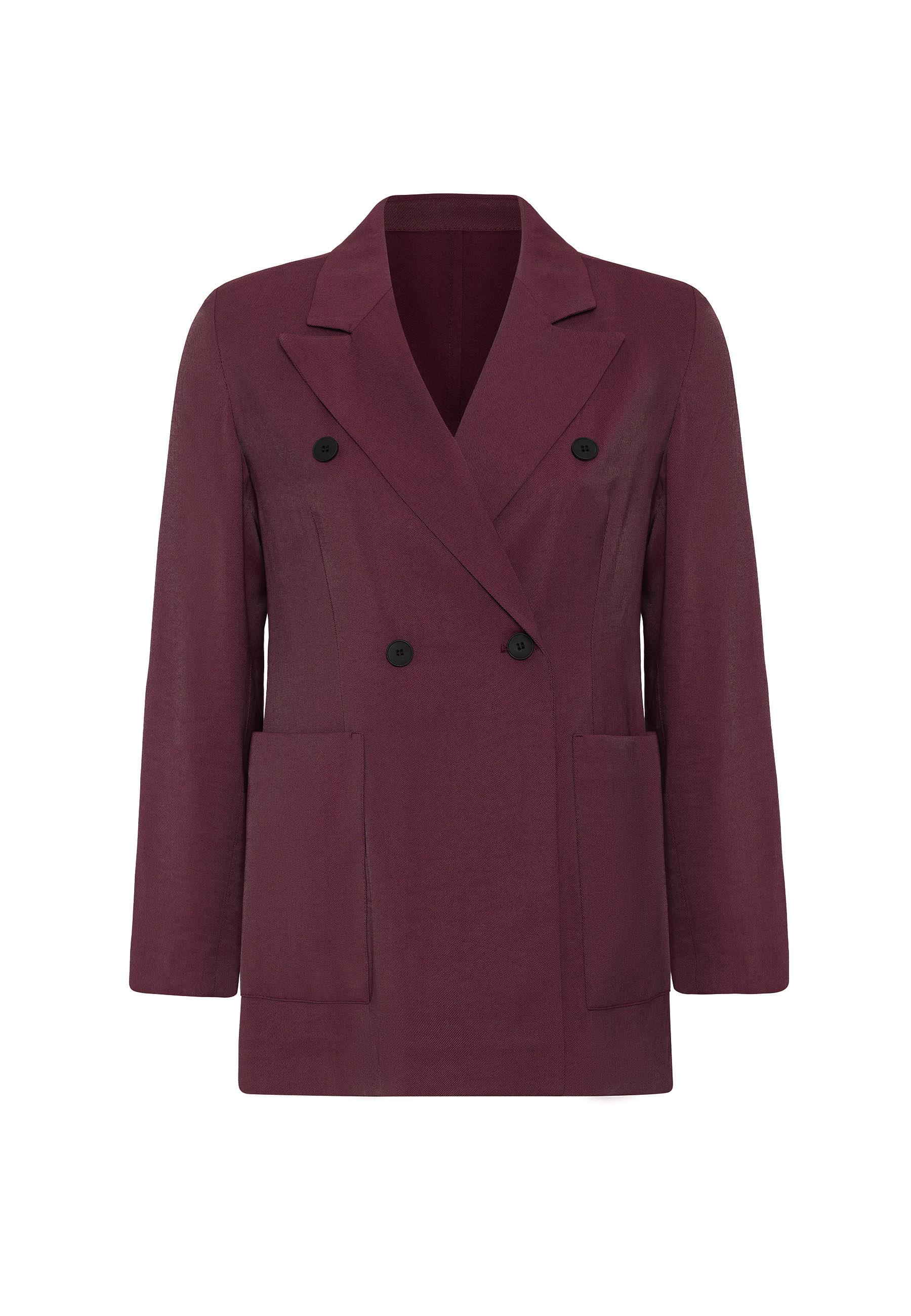 Antioch-Bordo Kruvaze Kadın Blazer Ceket-Blazer Ceket-6-Milagron.com