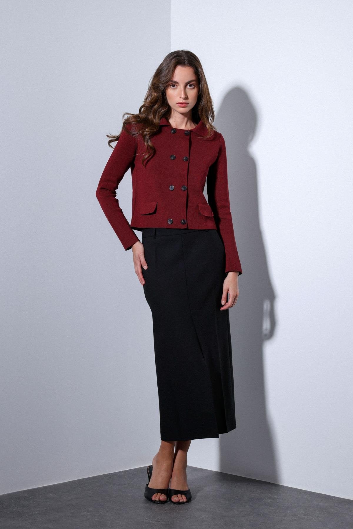 Antioch-Antioch Bordo Kruvaze Kapama Kadın Triko Hırka-Hırka-3-Milagron.com