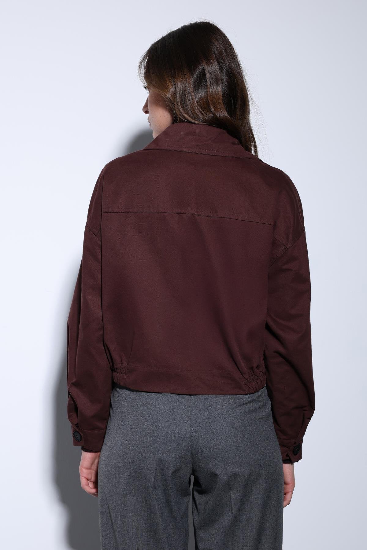 Antioch-Antioch Bordo Kruvaze Kısa Kadın Trençkot-Trençkot-4-Milagron.com