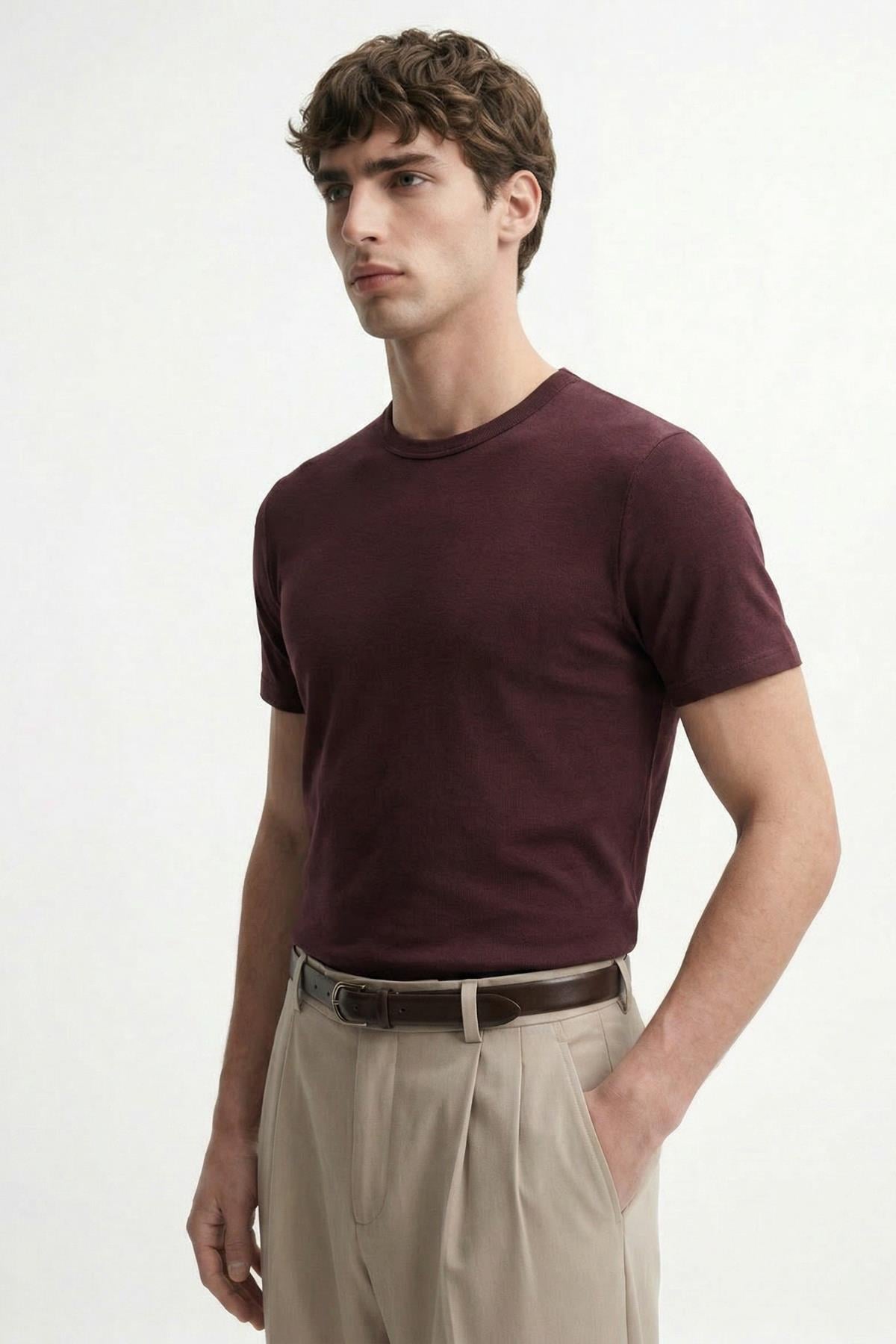 Antioch Bordo Pamuklu Erkek T-Shirt