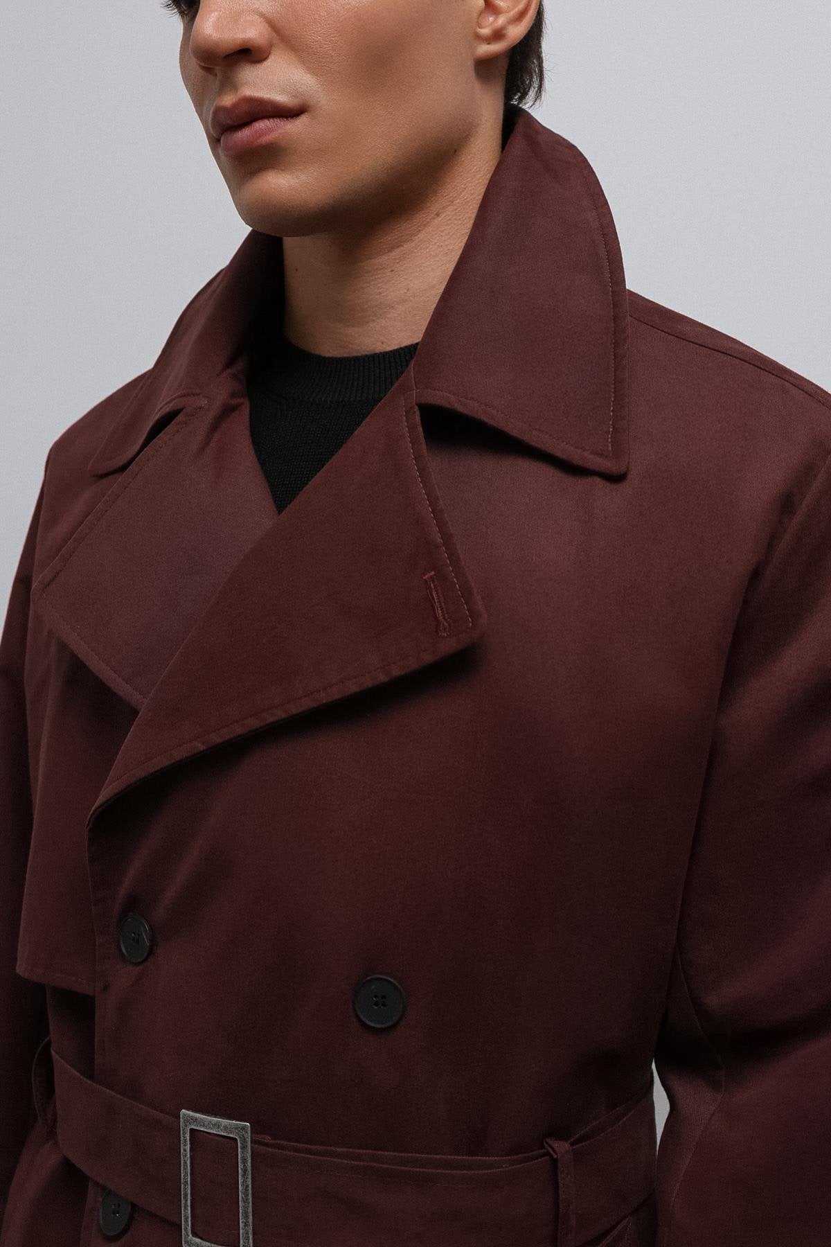 Antioch-Bordo Relax Fit Erkek Trençkot-Trençkot-6-Milagron.com