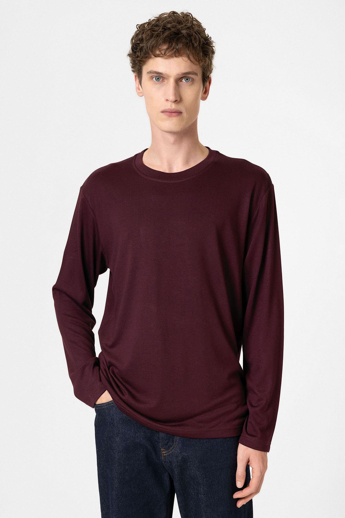 Antioch-Bordo Relaxed Fit Basic Erkek T Shirt-T-Shirts-1-Milagron.com
