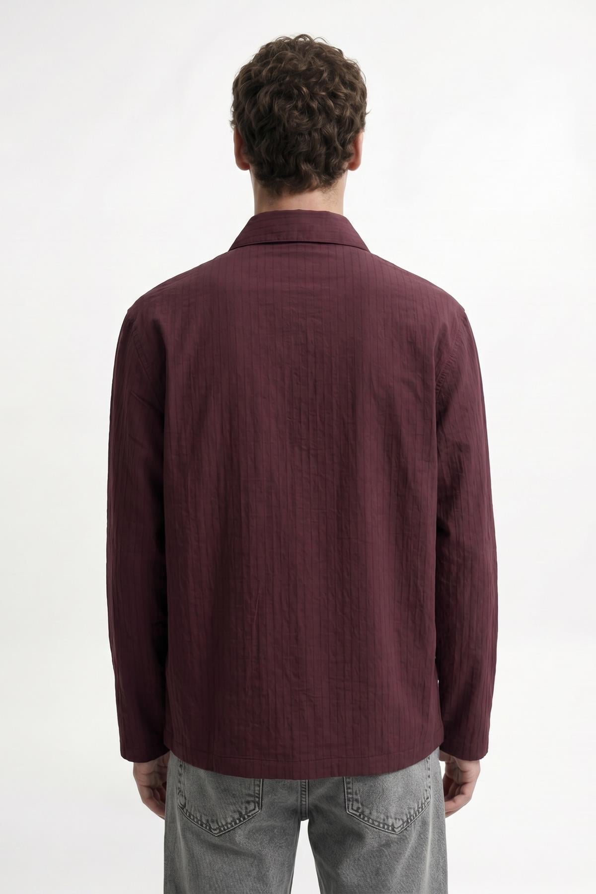 Antioch Bordo Relaxed Fit Çizgili Erkek Gömlek