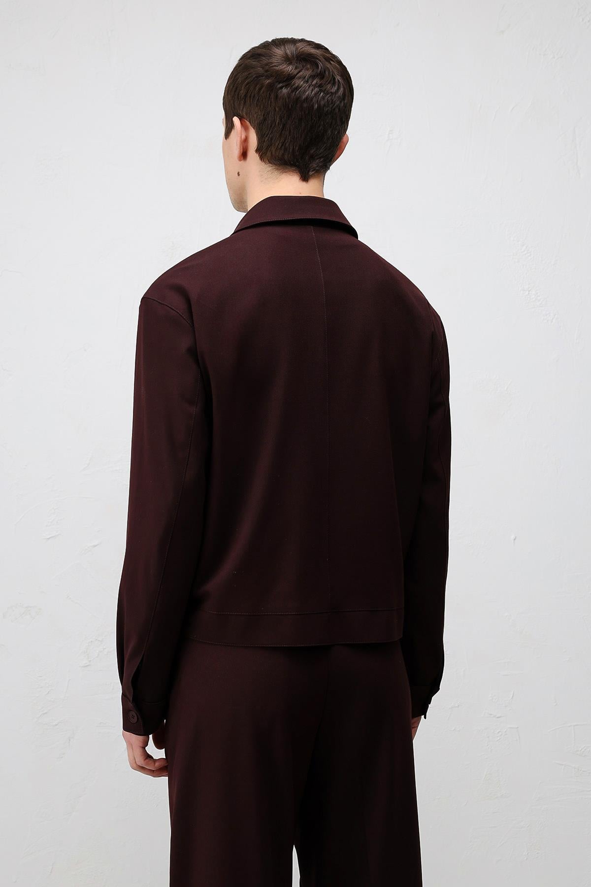 Antioch Bordo Relaxed Fit Fermuarlı Erkek Mont