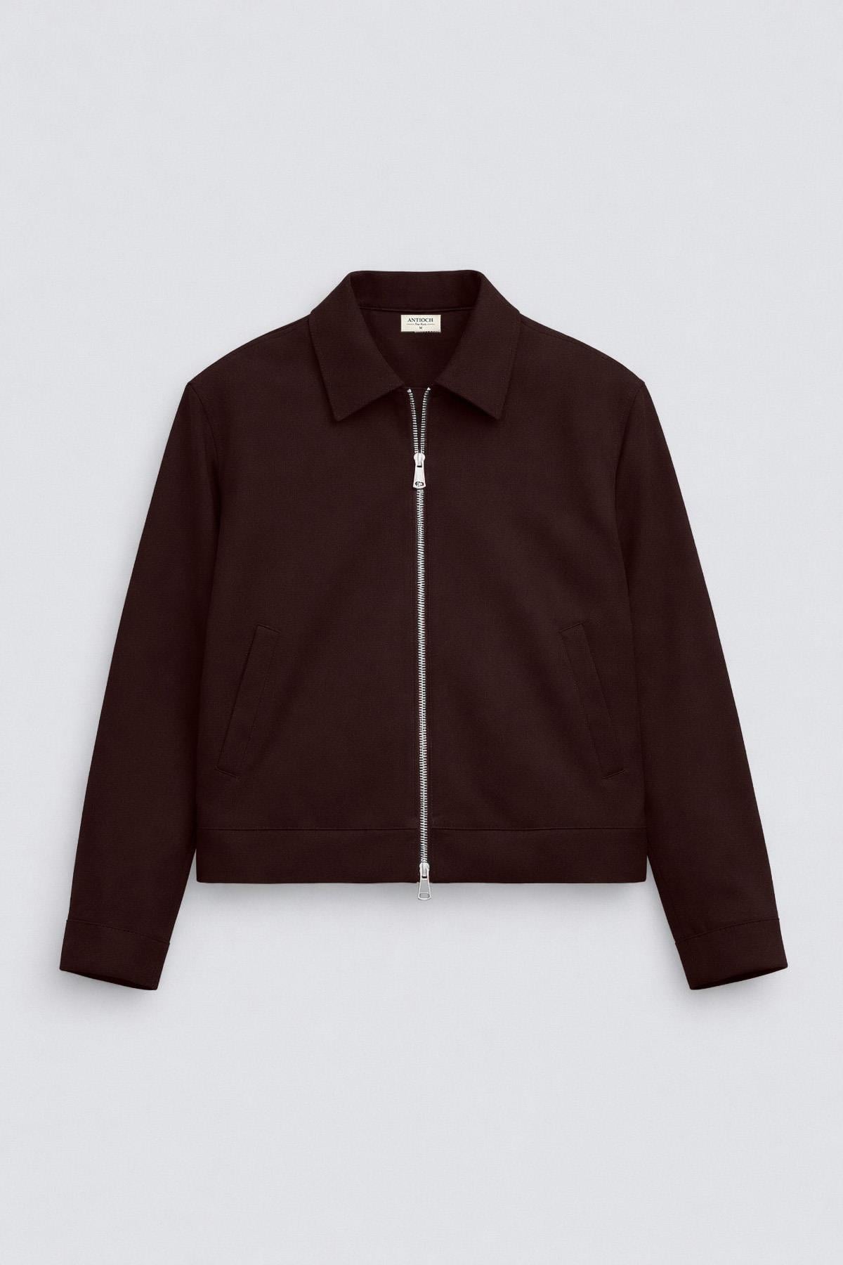 Antioch Bordo Relaxed Fit Fermuarlı Erkek Mont