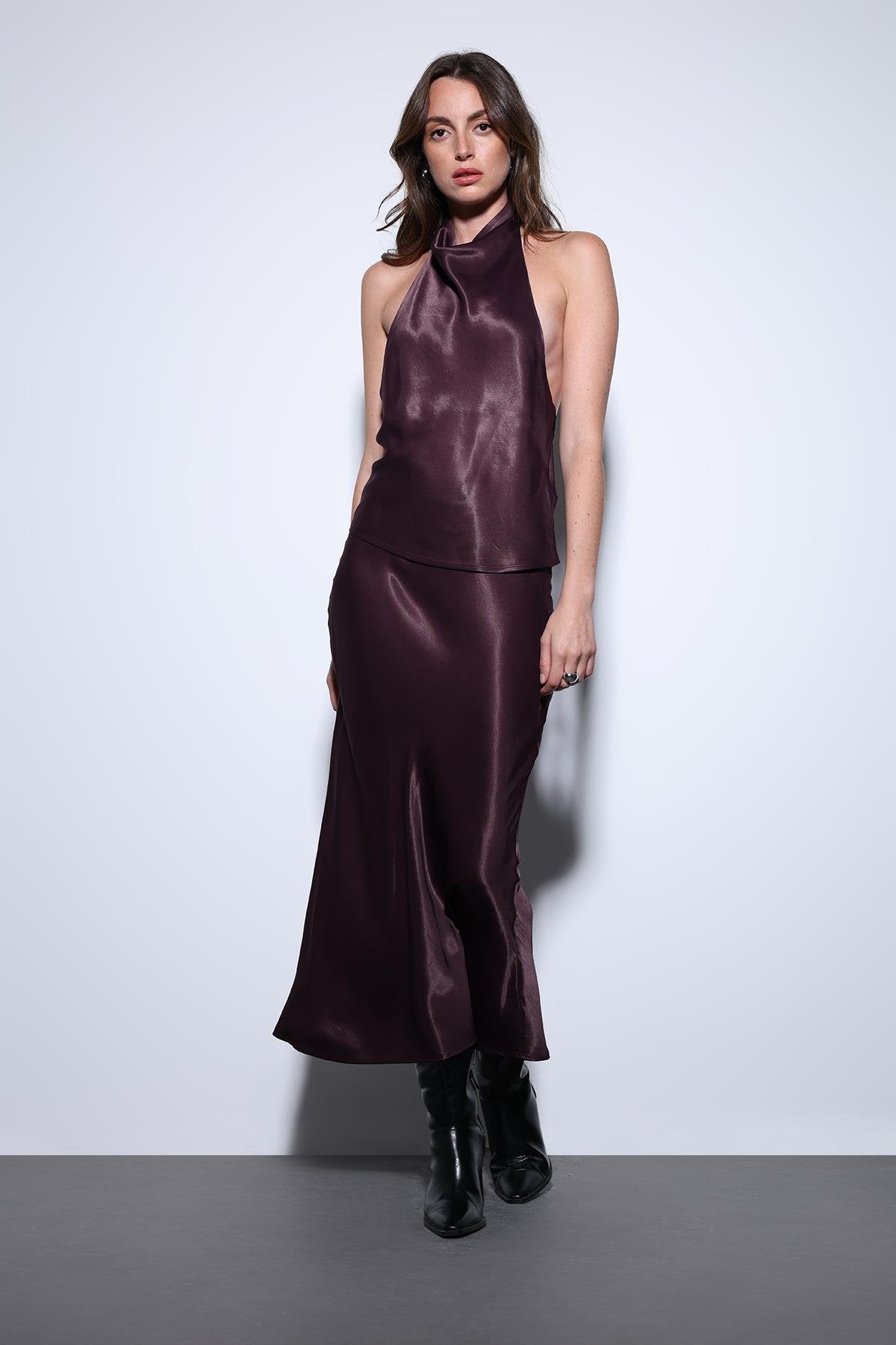 Antioch-Bordo Saten Midi Etek-Etek-2-Milagron.com