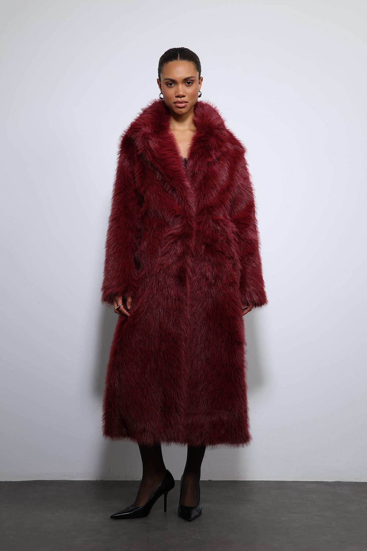 Antioch-Bordo Suni Kürklü Uzun Kaban-Kaban-3-Milagron.com