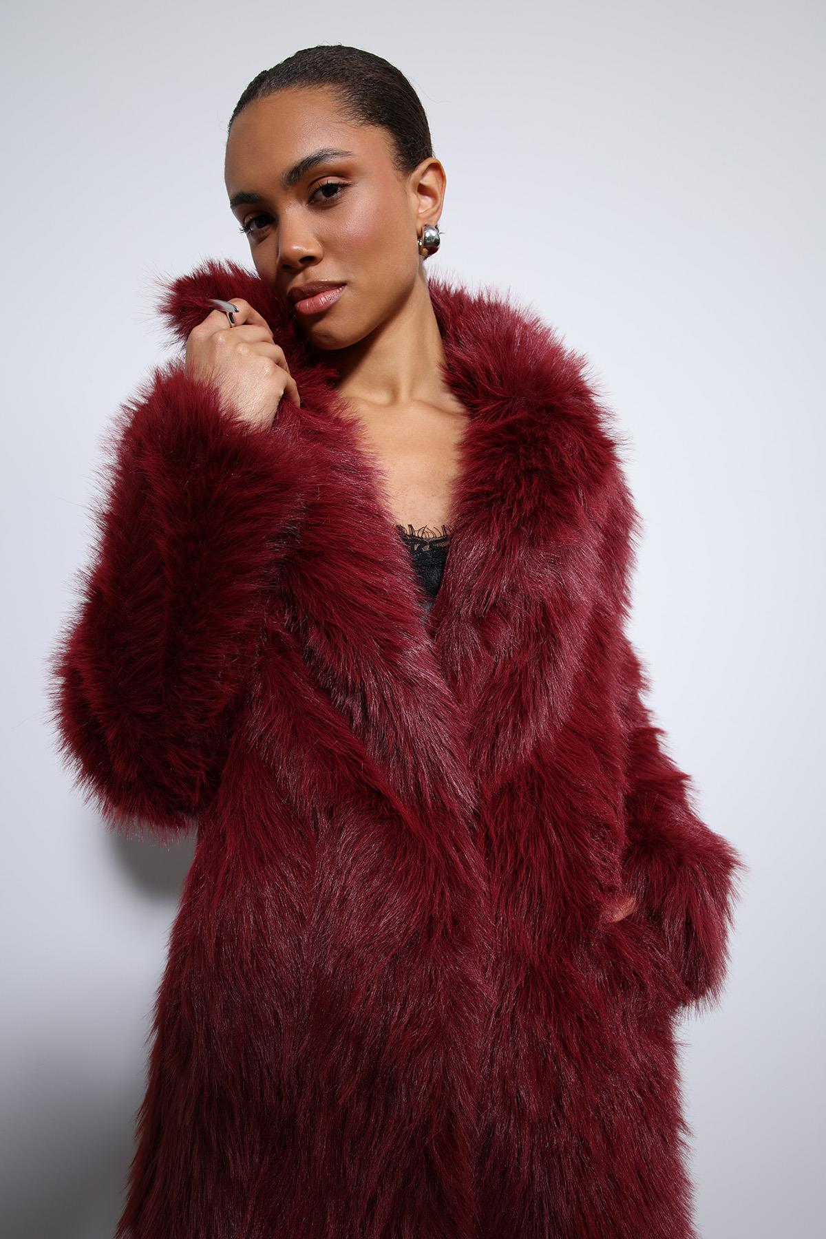 Antioch-Bordo Suni Kürklü Uzun Kaban-Kaban-4-Milagron.com