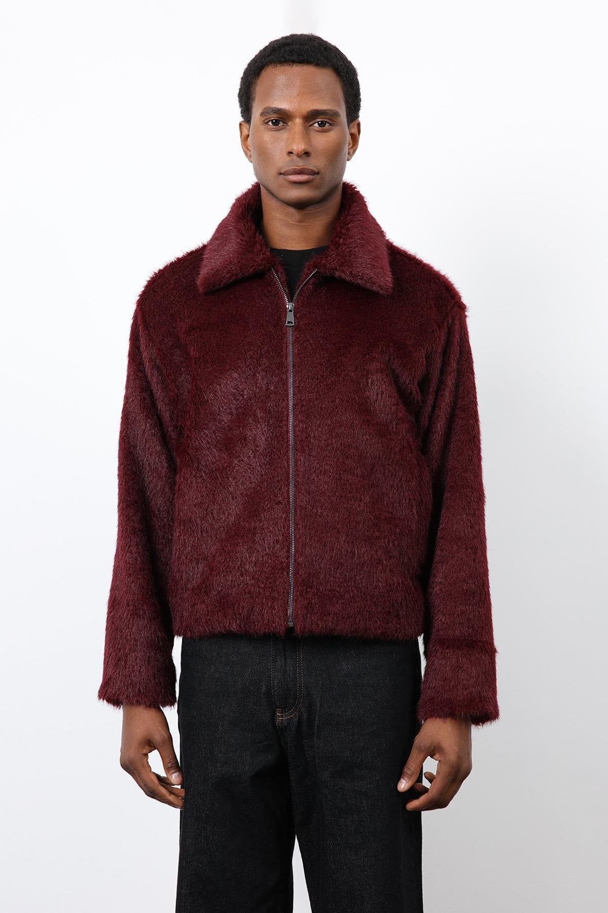 Antioch-Bordo Yumuşak Dokulu Erkek Mont-Mont-5-Milagron.com