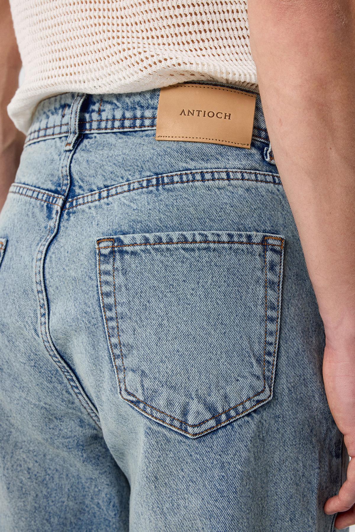 Antioch-Antioch Buz Mavisi Yüksek Bel Regular Fit Erkek Kot Pantolon-Kot Pantolon-4-Milagron.com