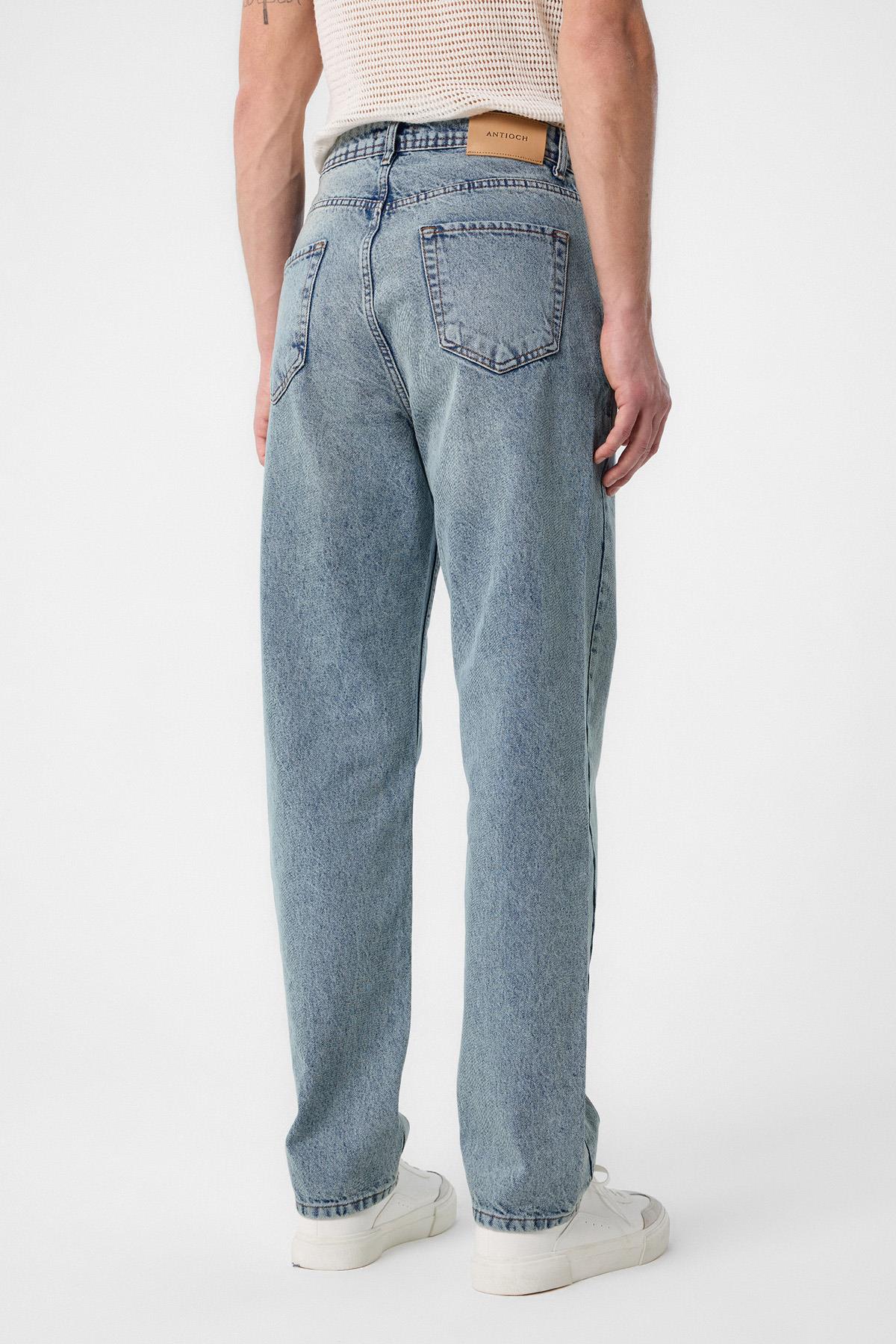 Antioch-Antioch Buz Mavisi Yüksek Bel Regular Fit Erkek Kot Pantolon-Kot Pantolon-5-Milagron.com