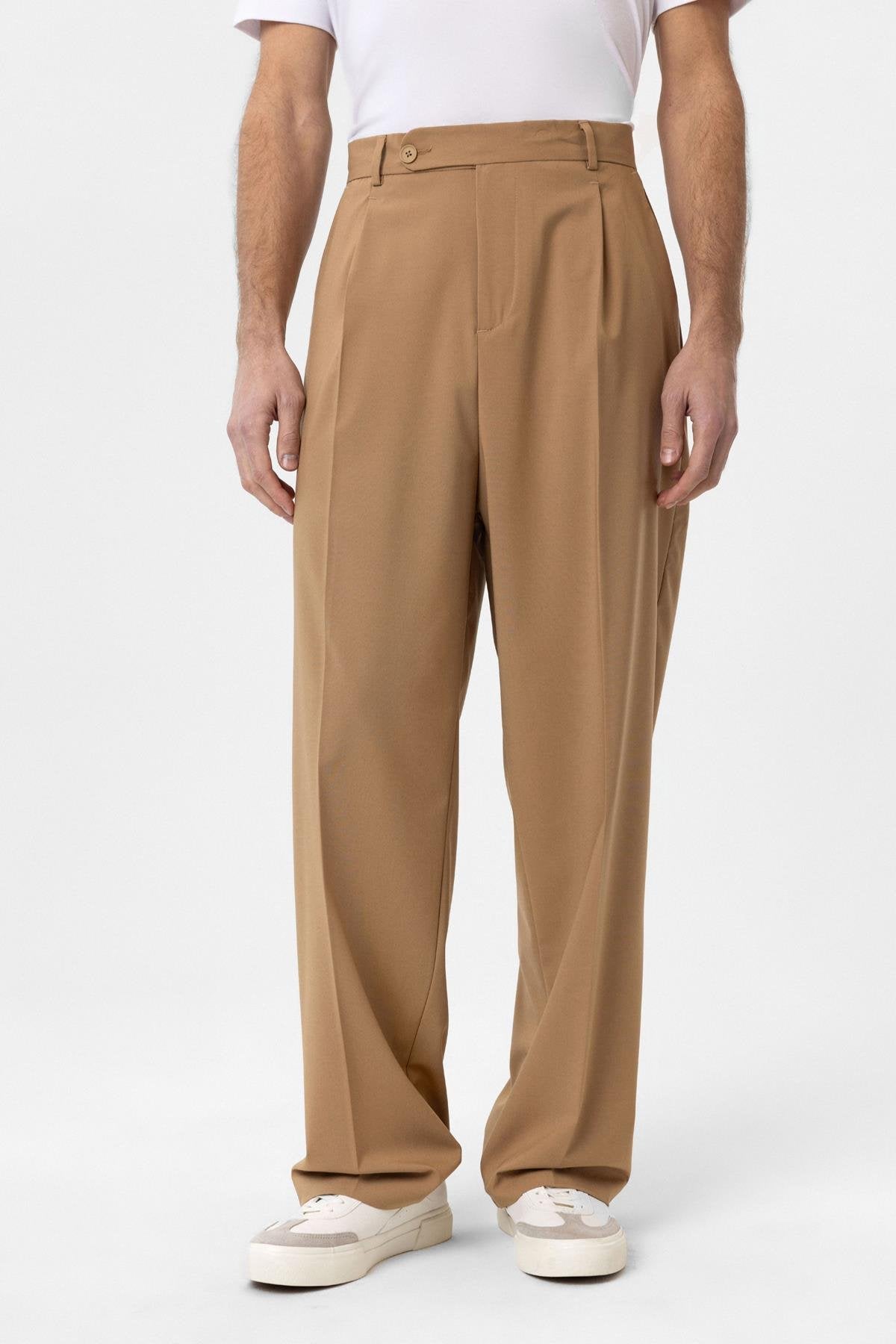 Antioch-Camel Baggy Yüksek Bel Erkek Kumaş Pantolon-Kumaş Pantolon-1-Milagron.com