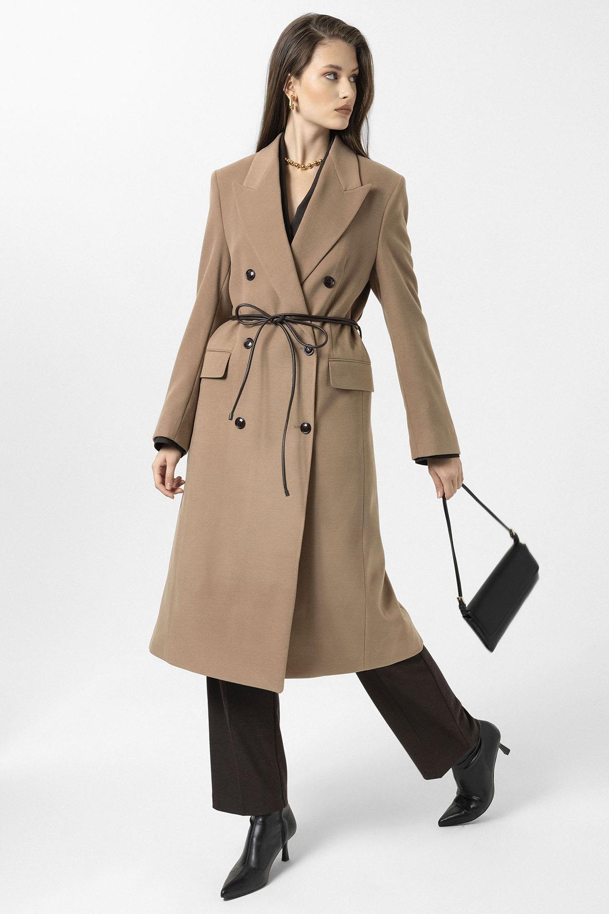 Antioch-Camel Kadın Kemerli Kruvaze Kaban-Kaban-2-Milagron.com