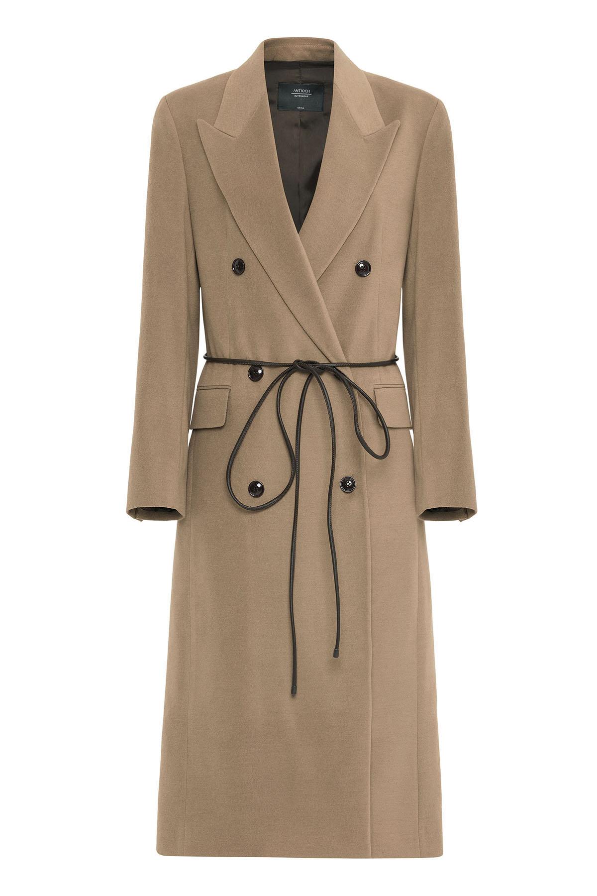 Antioch-Camel Kadın Kemerli Kruvaze Kaban-Kaban-7-Milagron.com