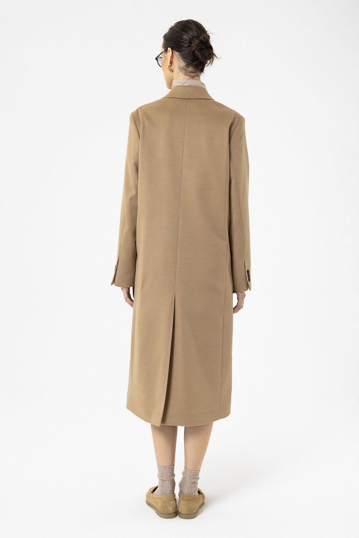 Antioch-Camel Kadın Kruvaze Uzun Kaban-Kaban-6-Milagron.com