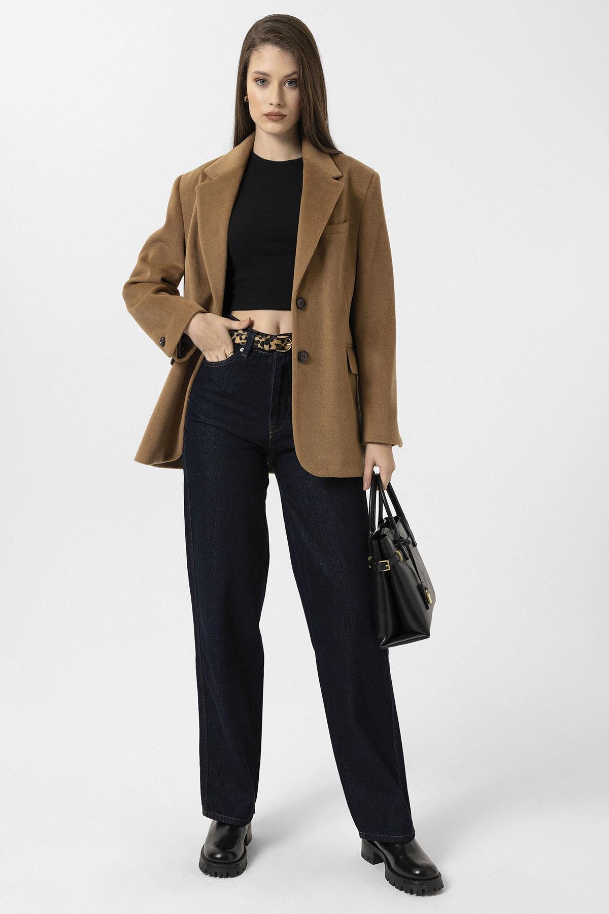 Antioch-Camel Kadın Yün Karışımlı Blazer Ceket-Ceket-2-Milagron.com