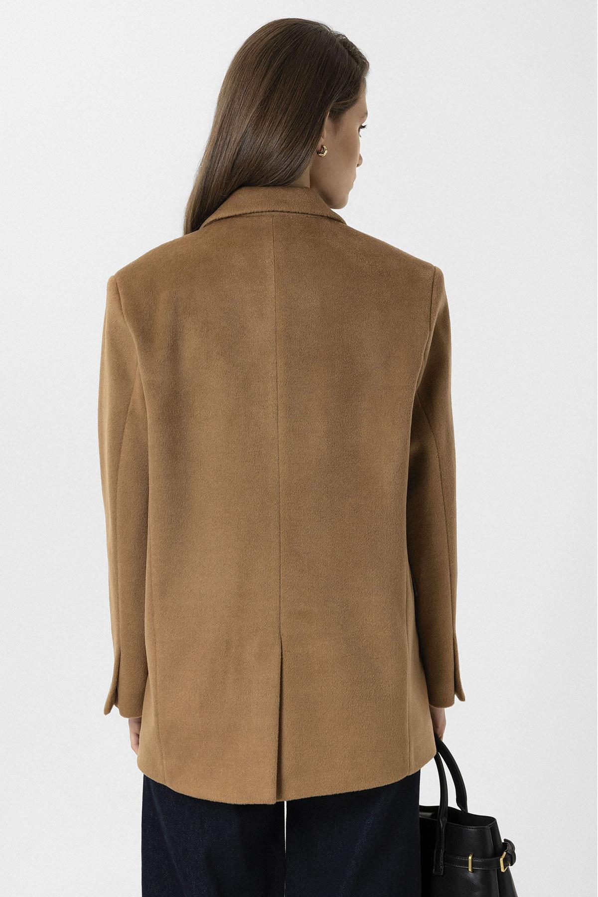 Antioch-Camel Kadın Yün Karışımlı Blazer Ceket-Ceket-6-Milagron.com