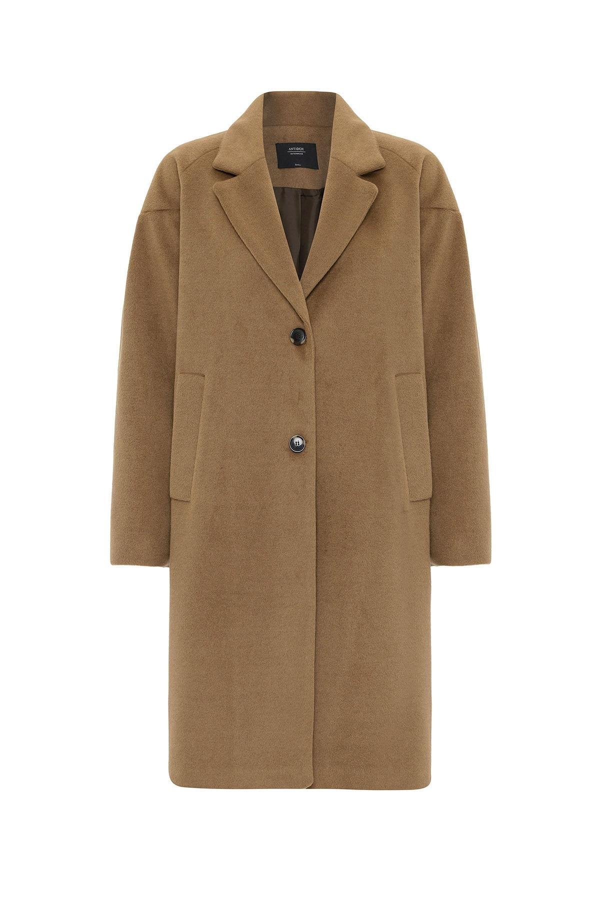 Antioch-Camel Kadın Yün Karışımlı Dokulu Kaban-Kaban-7-Milagron.com